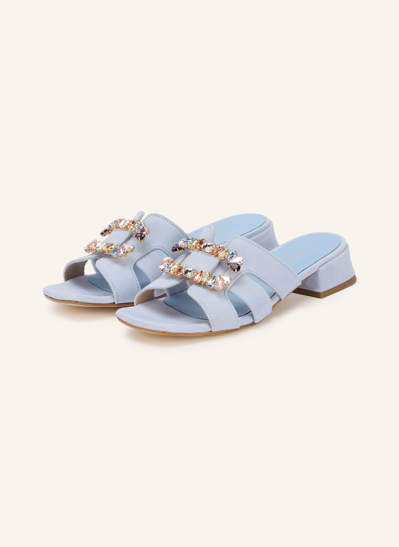 darling harbour Mules with gemstones: LIGHT BLUE