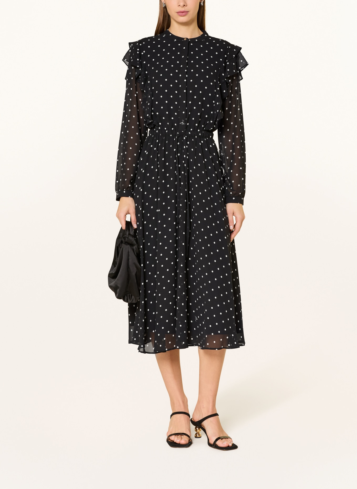 JOOP! Kleid mit Volants: SCHWARZ / WEISS