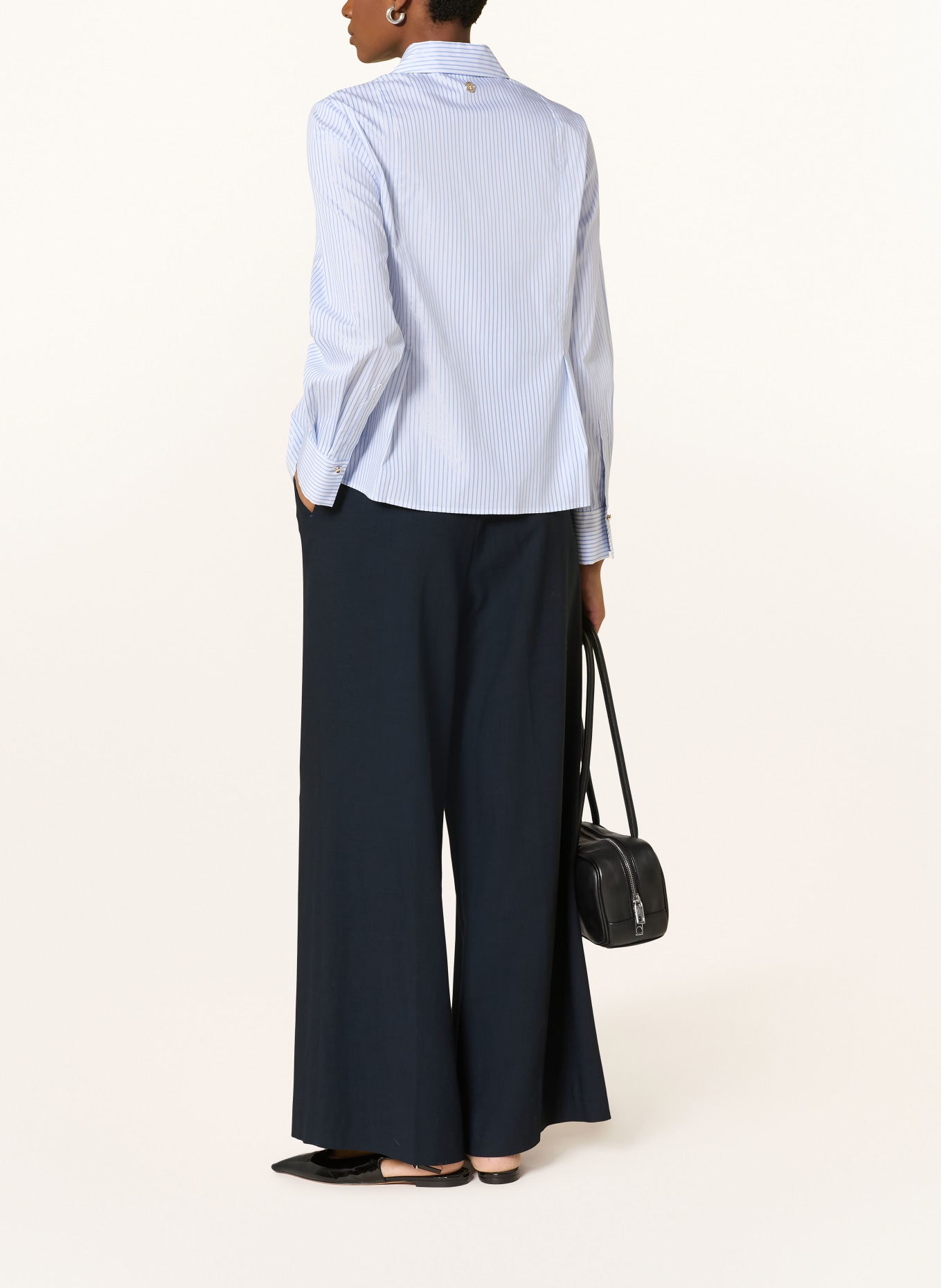 JOOP! Hemdbluse mit Glitzergarn: WEISS / HELLBLAU