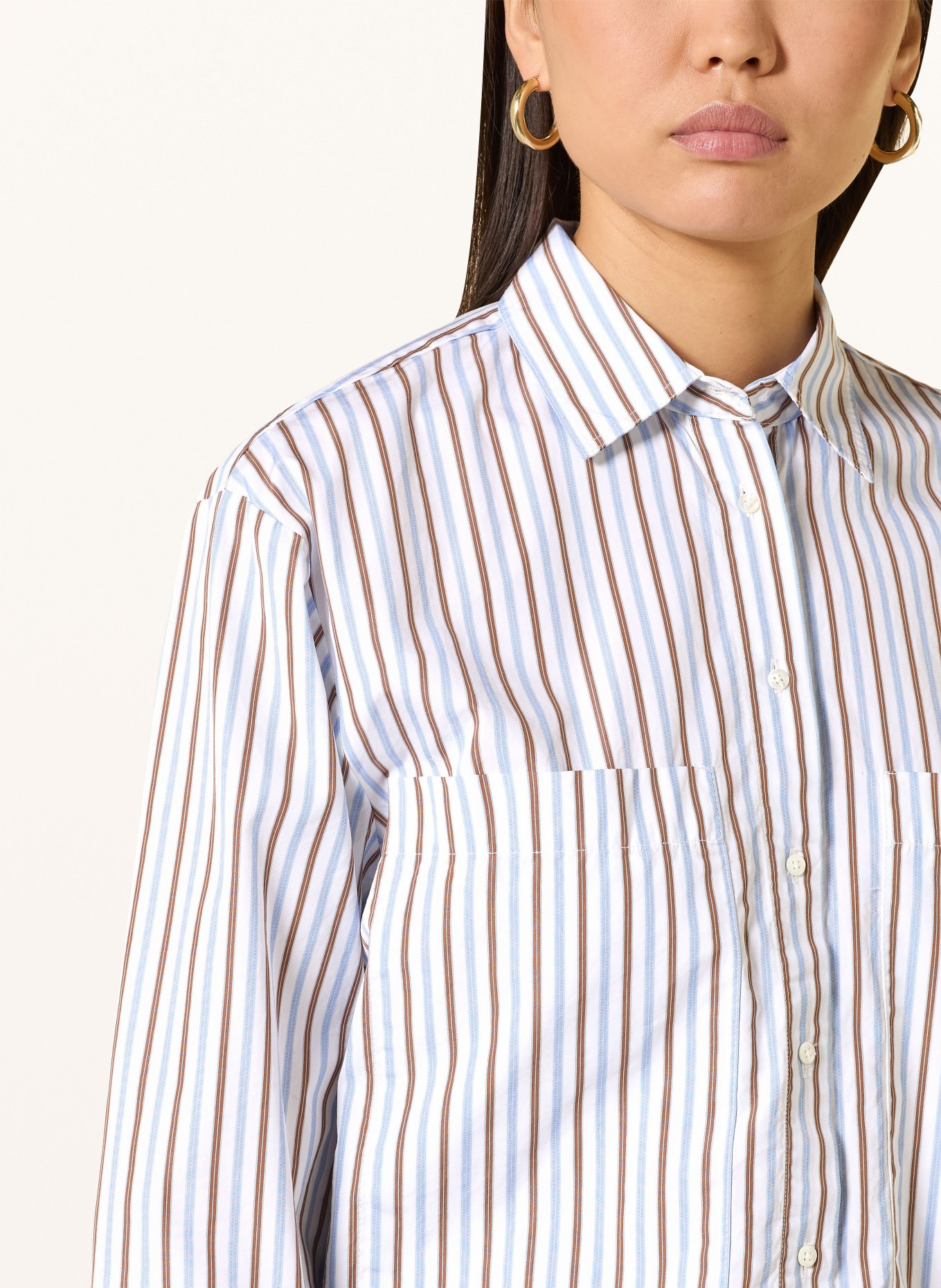 TONNO & PANNA Hemdbluse: WEISS / BRAUN / HELLBLAU