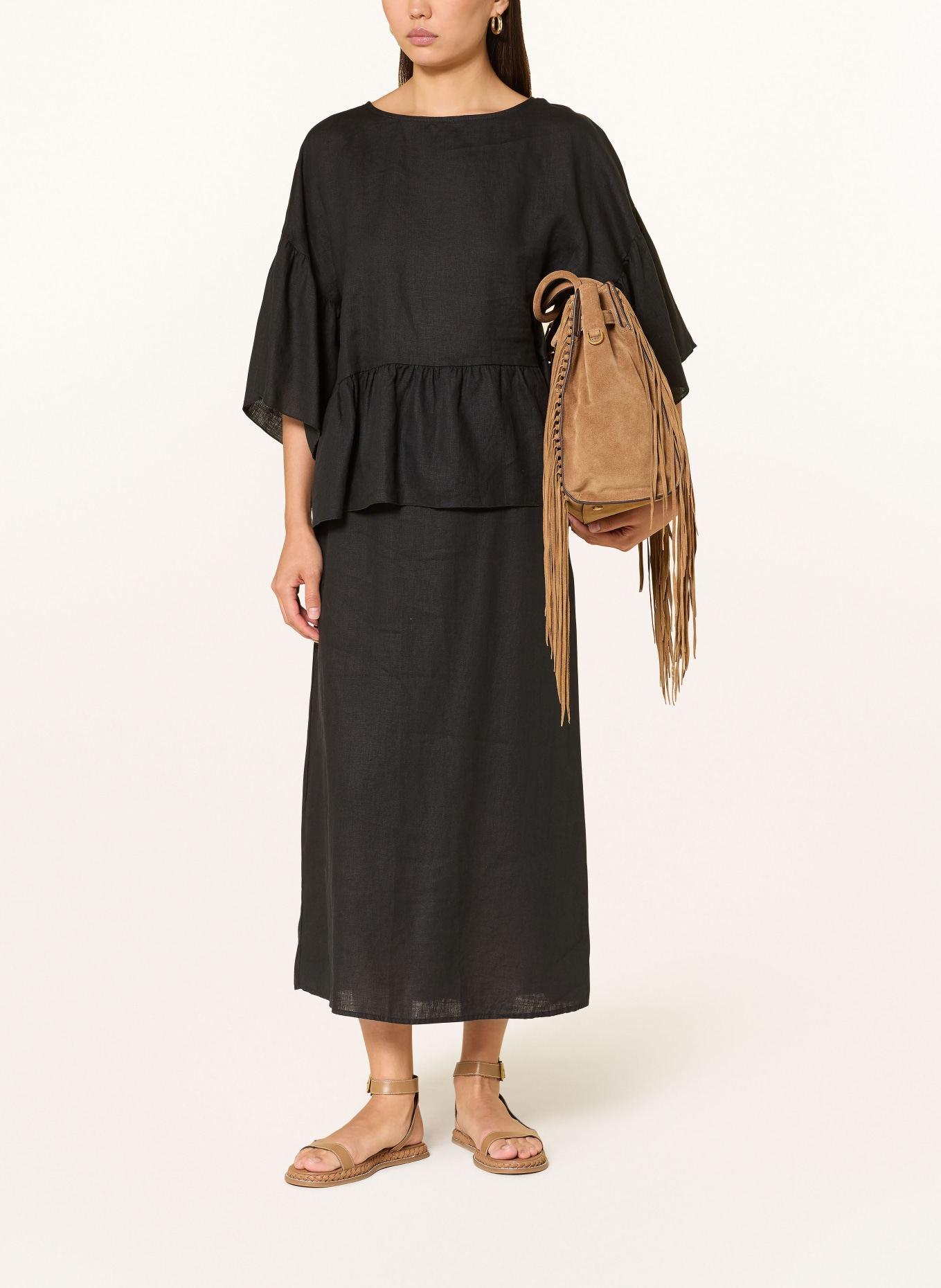 TONNO & PANNA linen skirt: BLACK