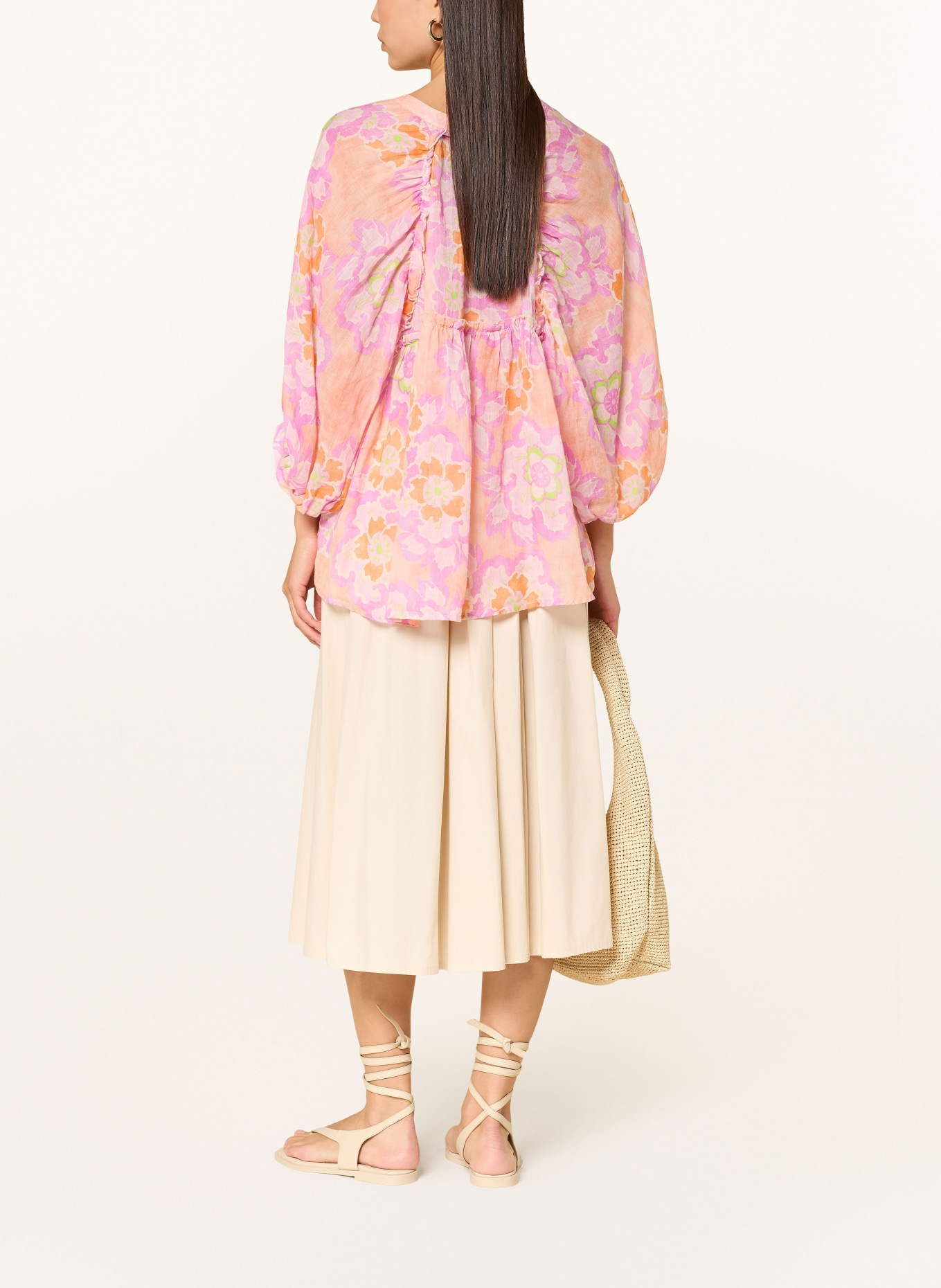 TONNO & PANNA Blůza s 3/4 rukávem: TMAVĚ ORANŽOVÁ / RŮŽOVÁ / NEONOVĚ ZELENÁ