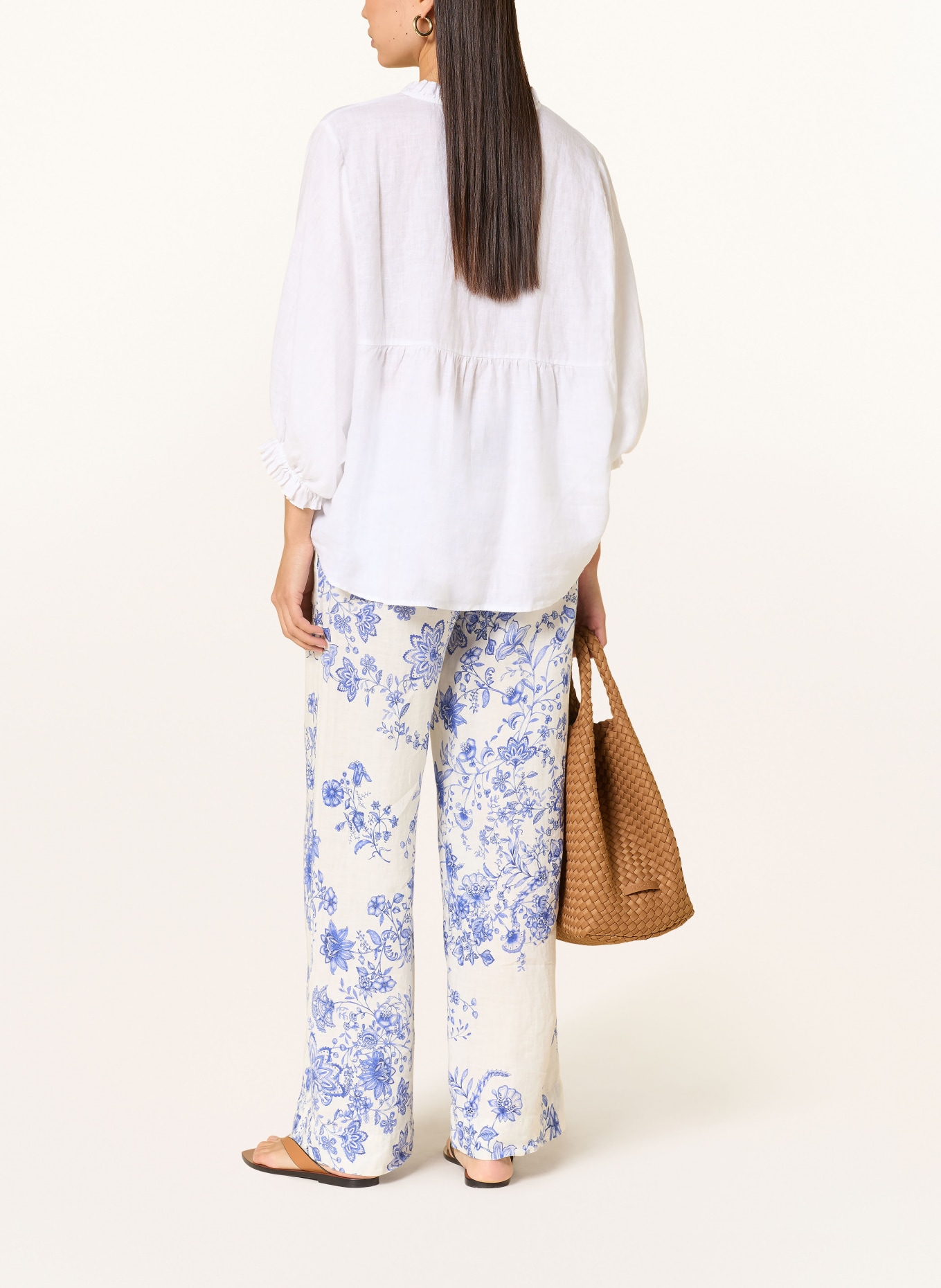 TONNO & PANNA Lněná blůza s 3/4 rukávy: BÍLÁ