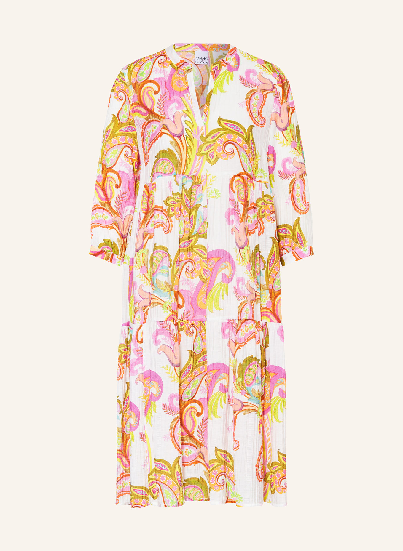 TONNO & PANNA Šaty s 3/4 rukávem: KRÉMOVÁ / RŮŽOVÁ / SVĚTLE ZELENÁ