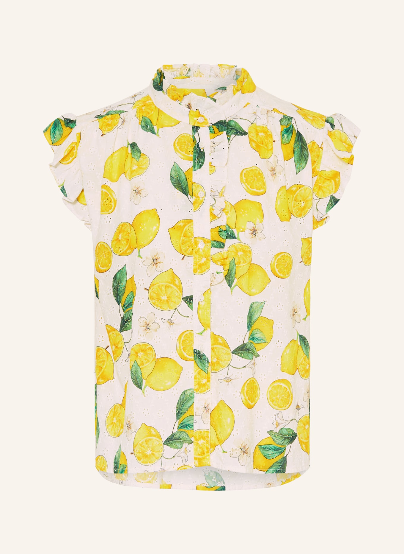 TONNO & PANNA Blusentop aus Lochspitze: WEISS / GELB / GRÜN