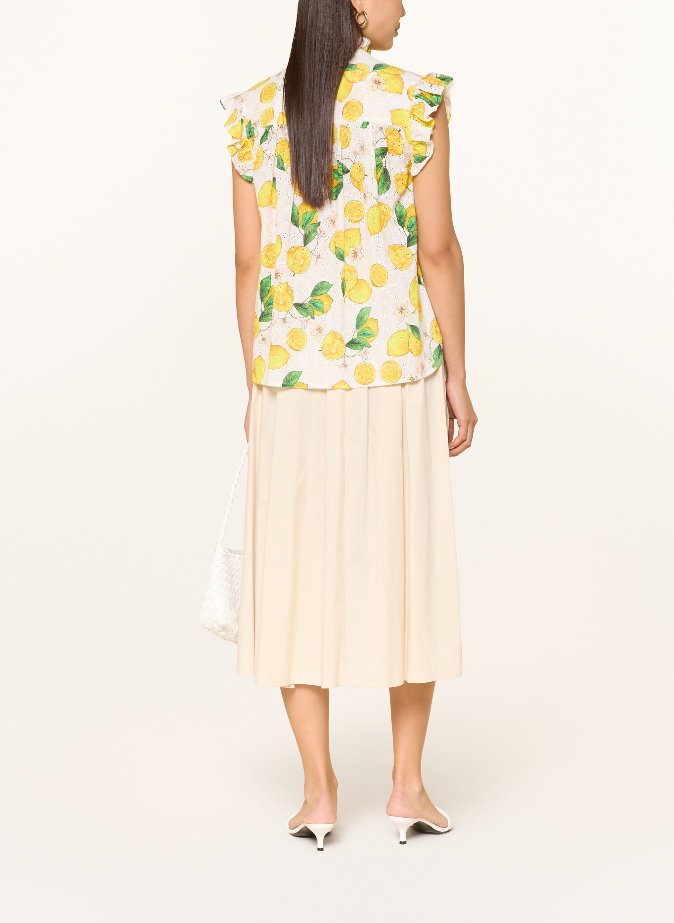 TONNO & PANNA Blusentop aus Lochspitze: WEISS / GELB / GRÜN