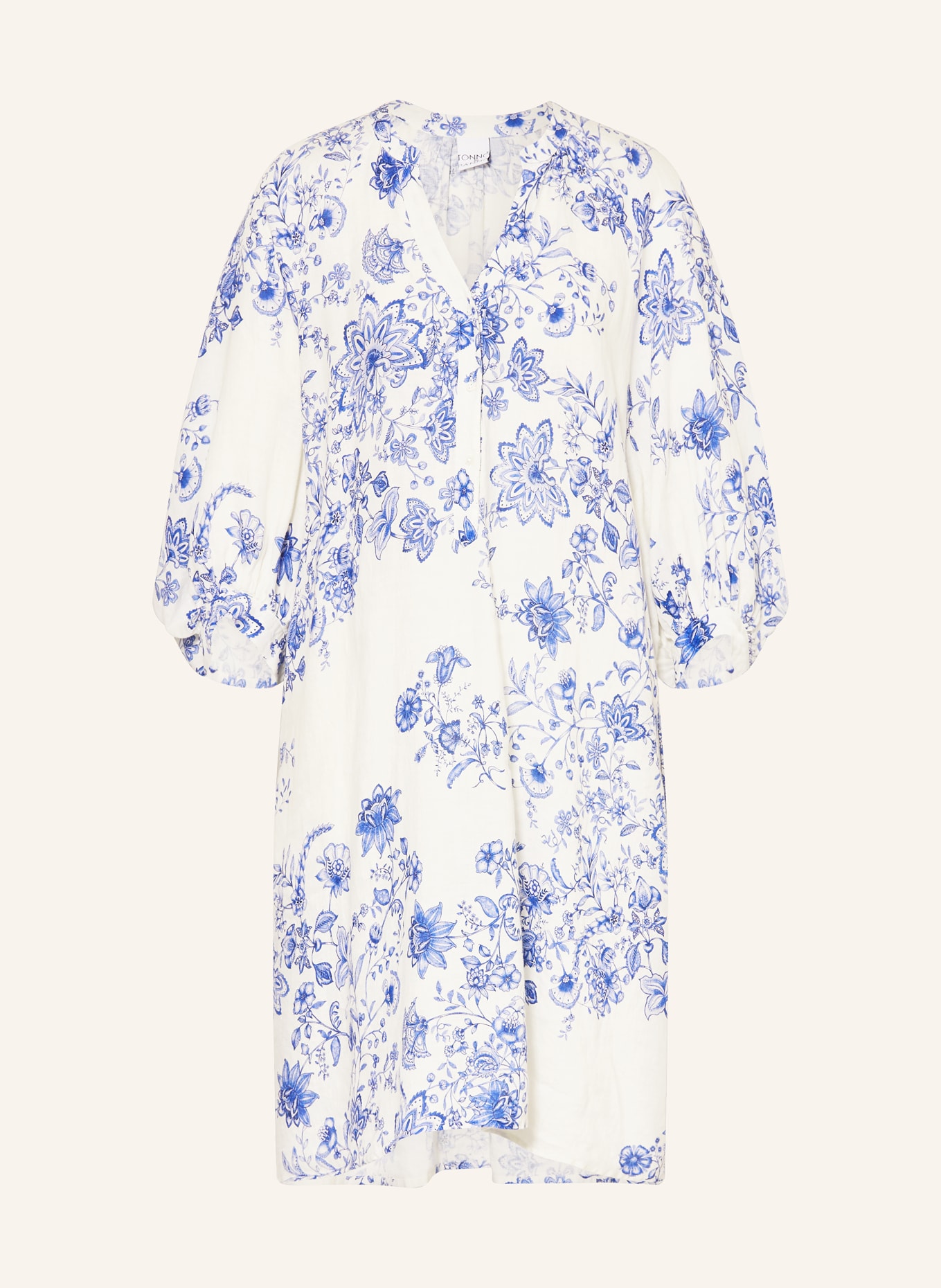 TONNO & PANNA plátěné šaty: KRÉMOVÁ / MODRÁ