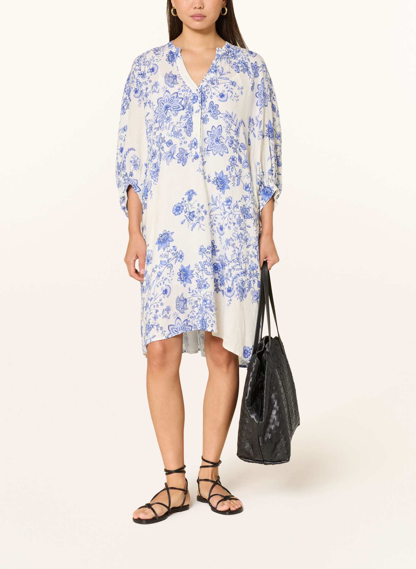 TONNO & PANNA plátěné šaty: KRÉMOVÁ / MODRÁ