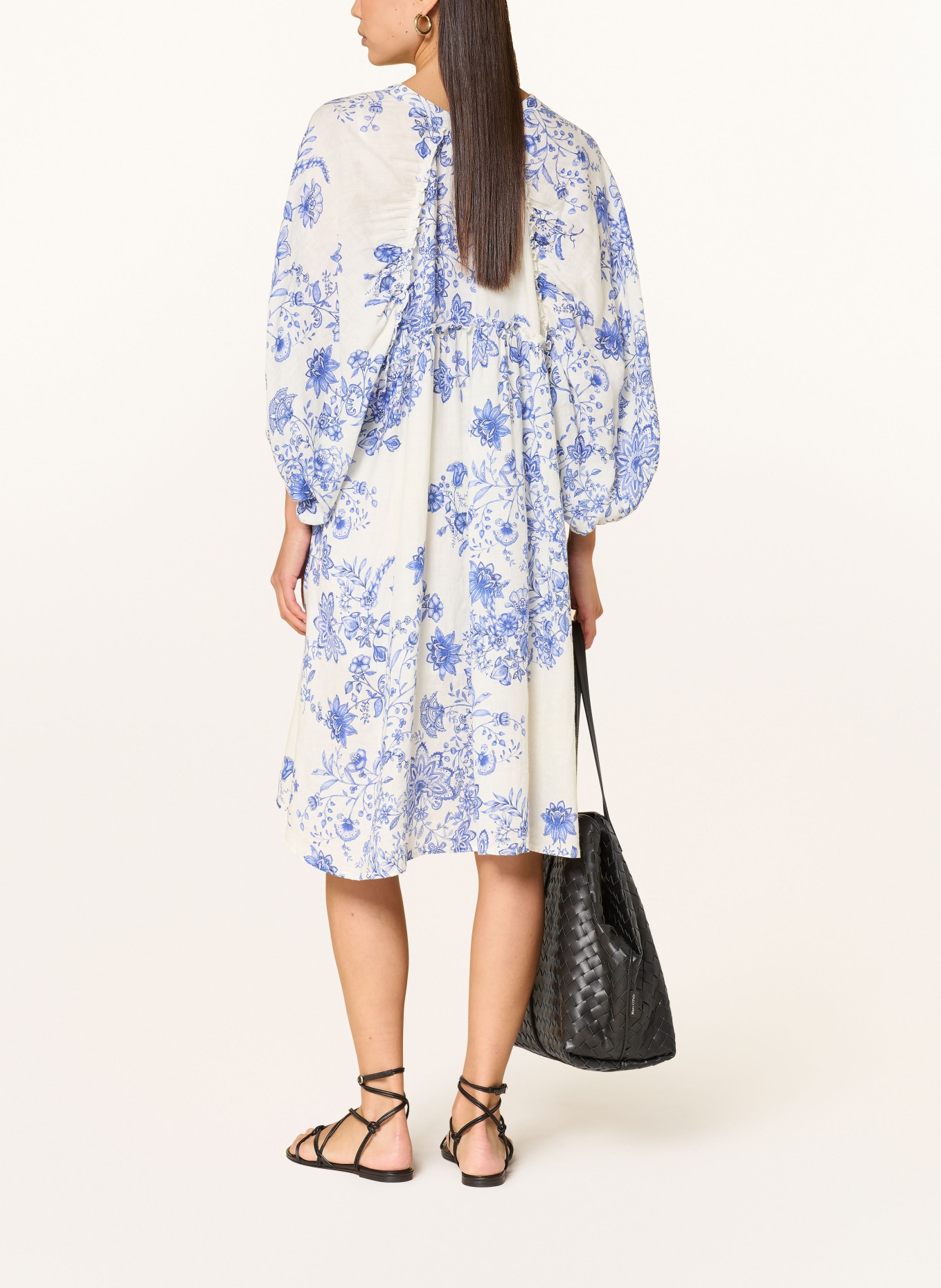 TONNO & PANNA plátěné šaty: KRÉMOVÁ / MODRÁ