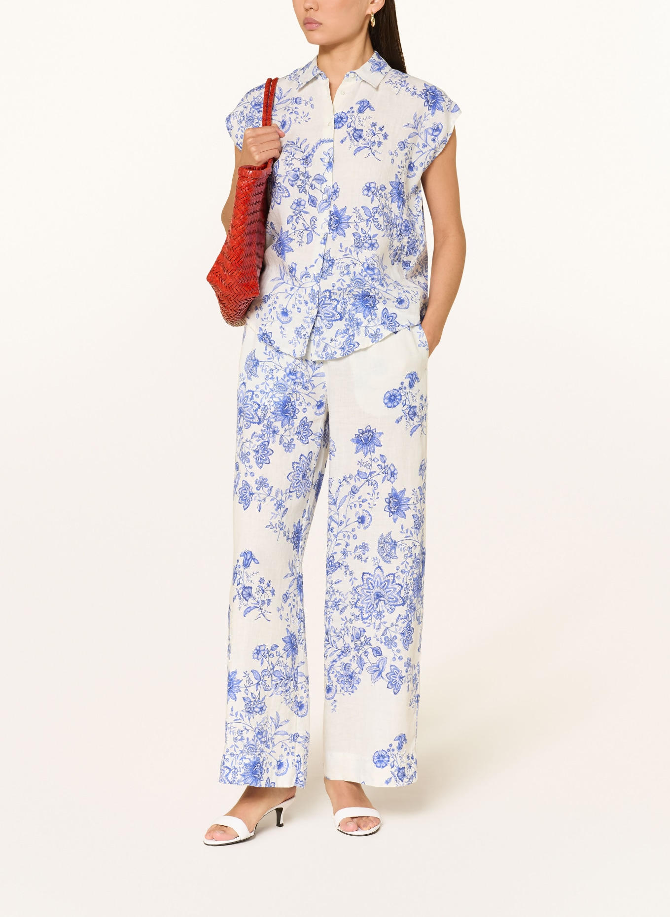 TONNO & PANNA Linen harem pants: CREAM / BLUE