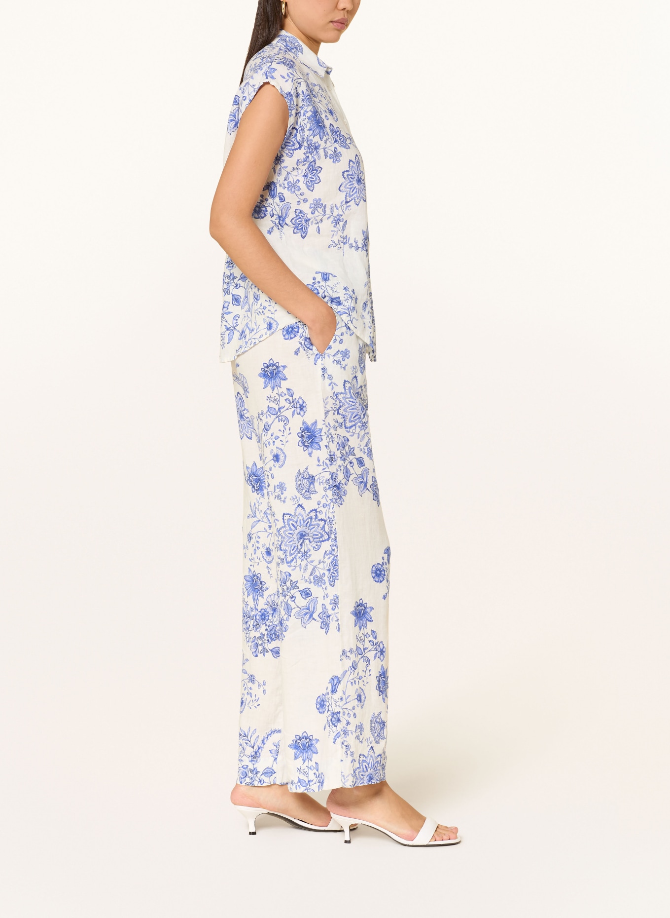 TONNO & PANNA Linen harem pants: CREAM / BLUE