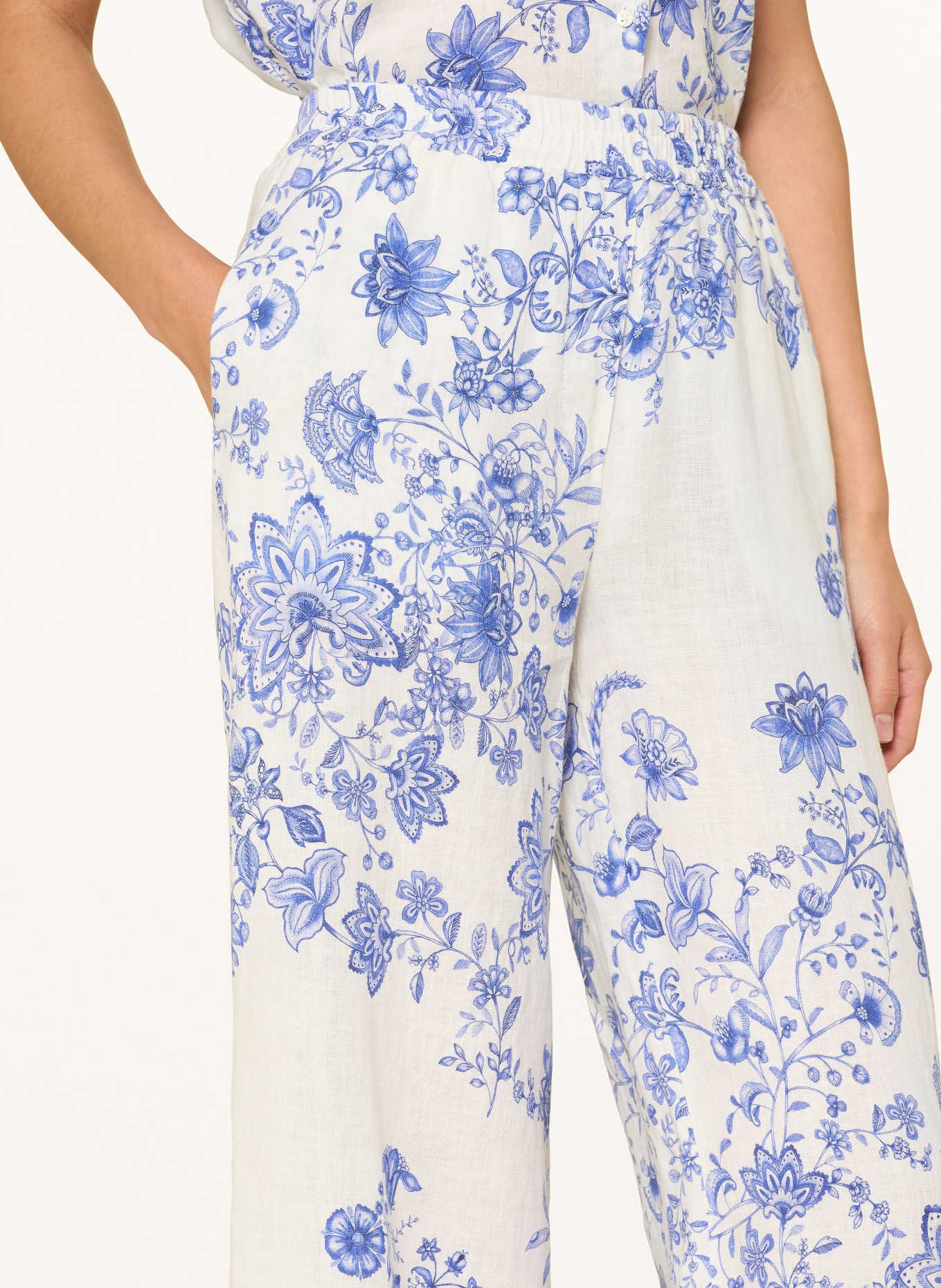 TONNO & PANNA Linen harem pants: CREAM / BLUE