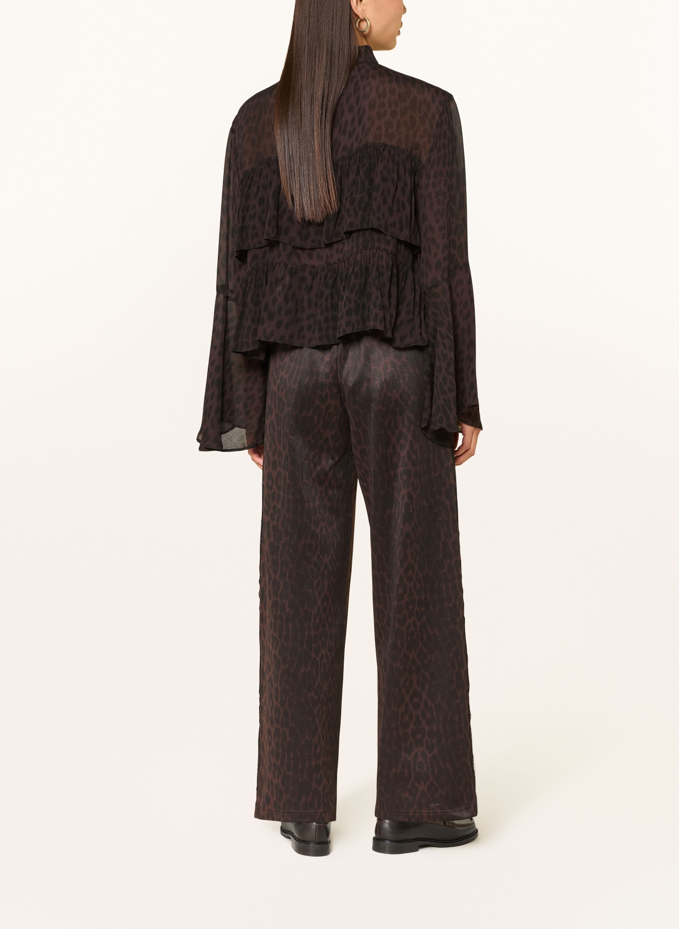 OH APRIL Sweatpants KAEL mit Galonstreifen: DUNKELBRAUN / SCHWARZ