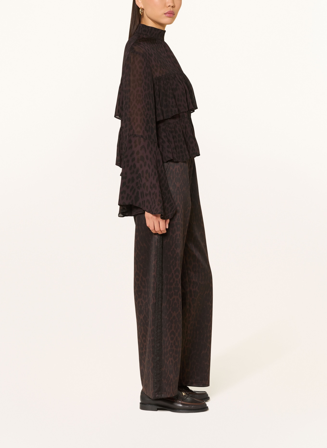 OH APRIL Sweatpants KAEL mit Galonstreifen: DUNKELBRAUN / SCHWARZ