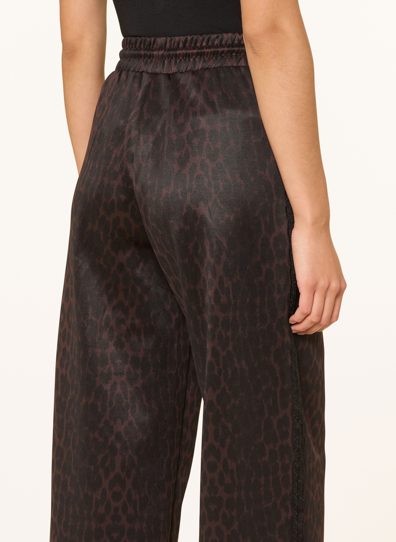 OH APRIL Sweatpants KAEL mit Galonstreifen: DUNKELBRAUN / SCHWARZ