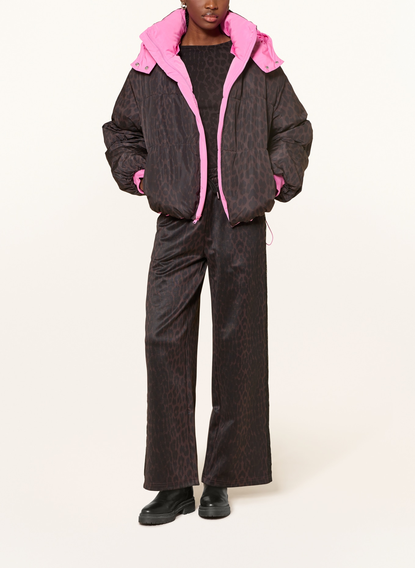 OH APRIL Steppjacke NICKY: ROSA / DUNKELBRAUN / SCHWARZ