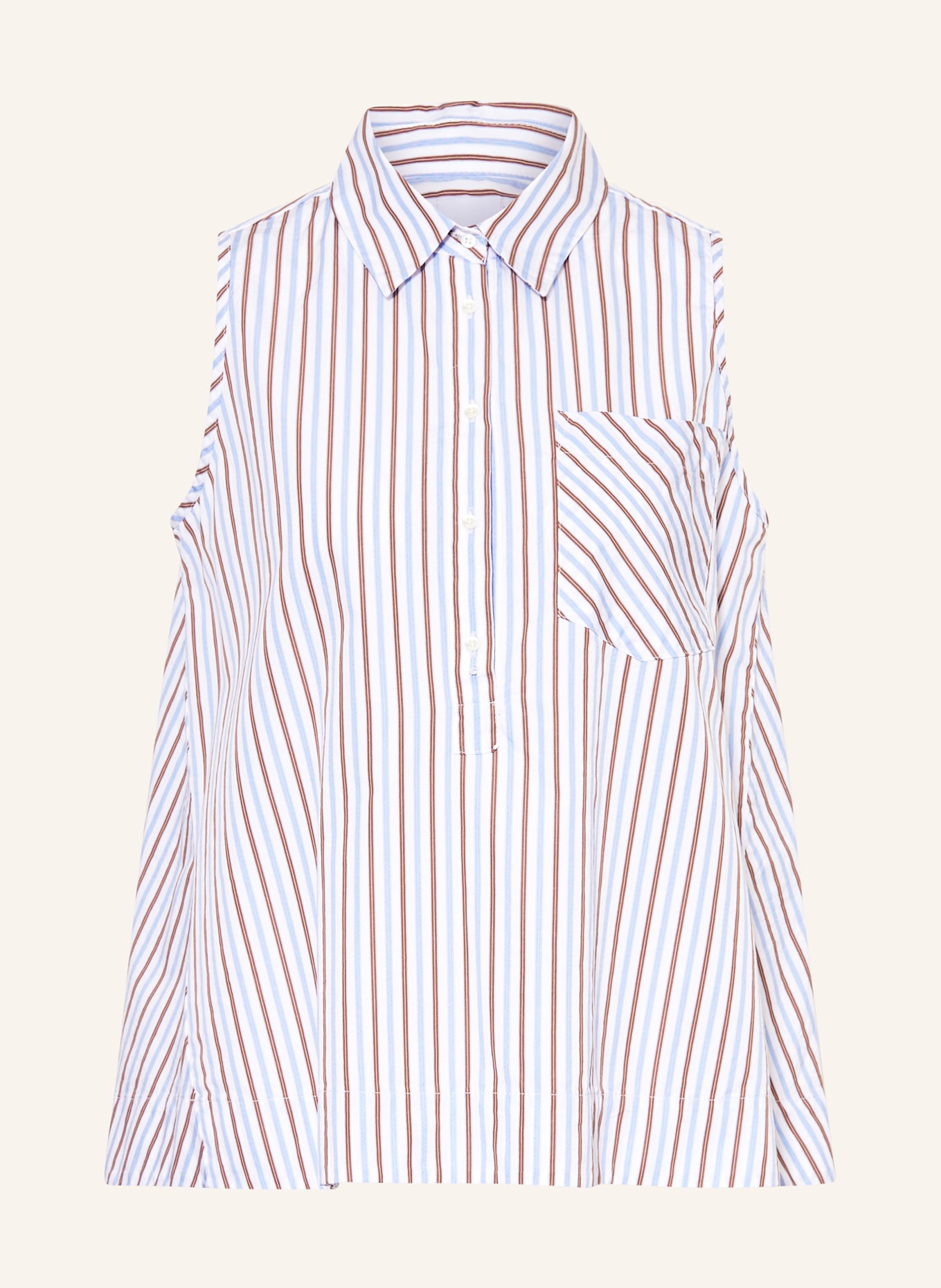 TONNO & PANNA Blouse top: WHITE / LIGHT BROWN / LIGHT BLUE