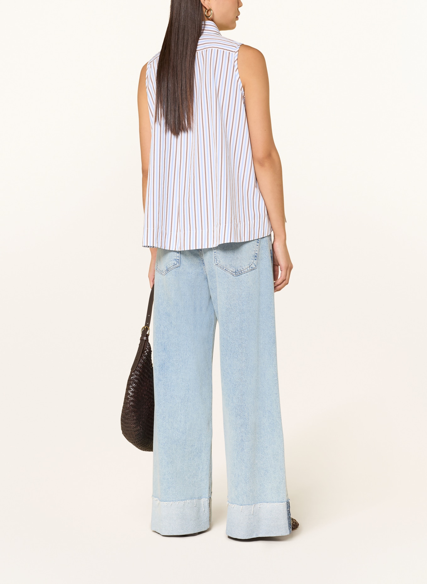 TONNO & PANNA Blouse top: WHITE / LIGHT BROWN / LIGHT BLUE