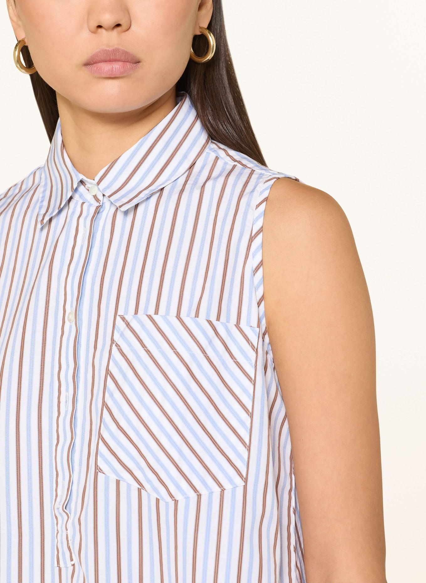TONNO & PANNA Blouse top: WHITE / LIGHT BROWN / LIGHT BLUE