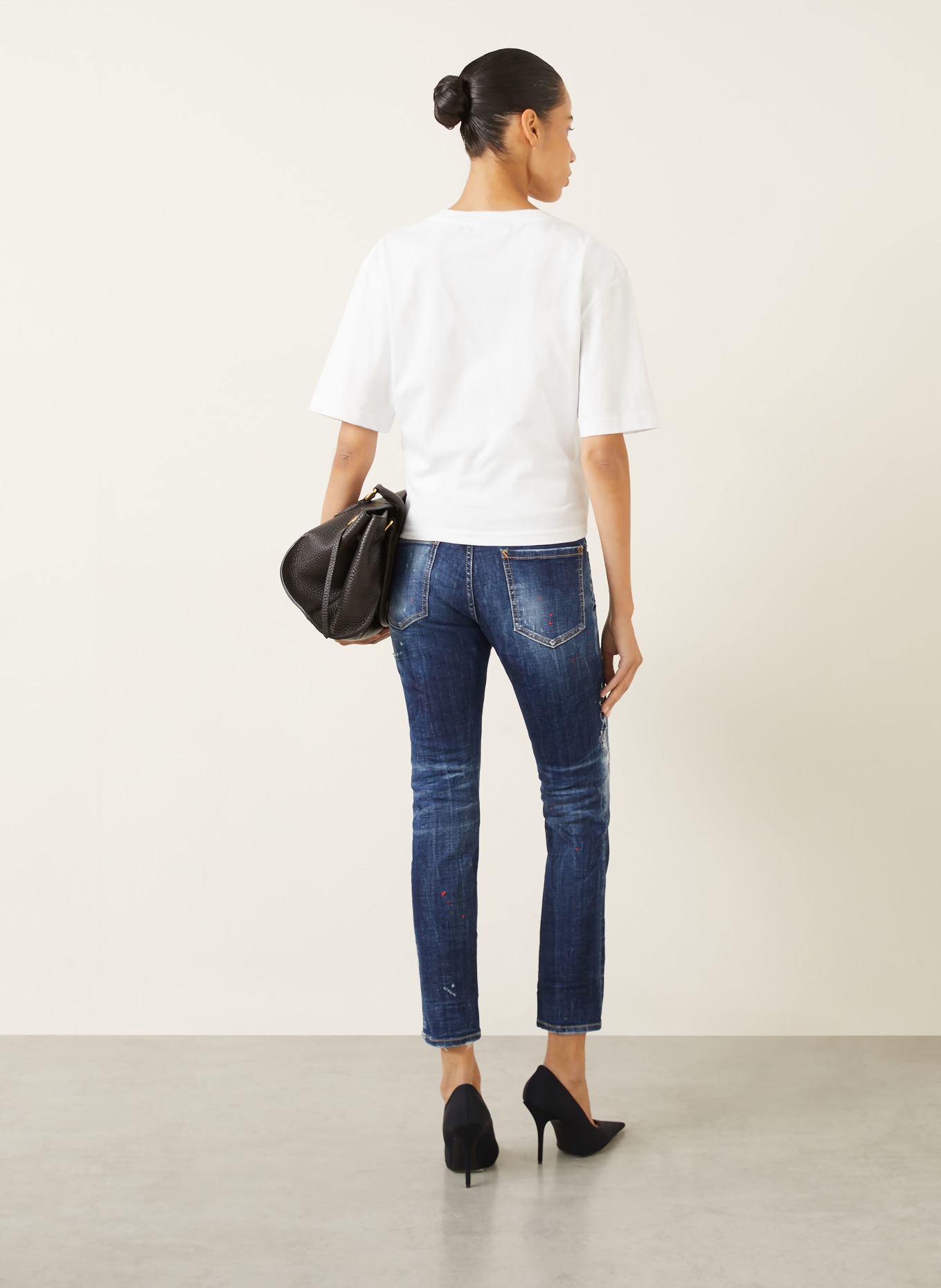 DSQUARED2 T-shirt: WIT / BRUIN / DONKERROOD