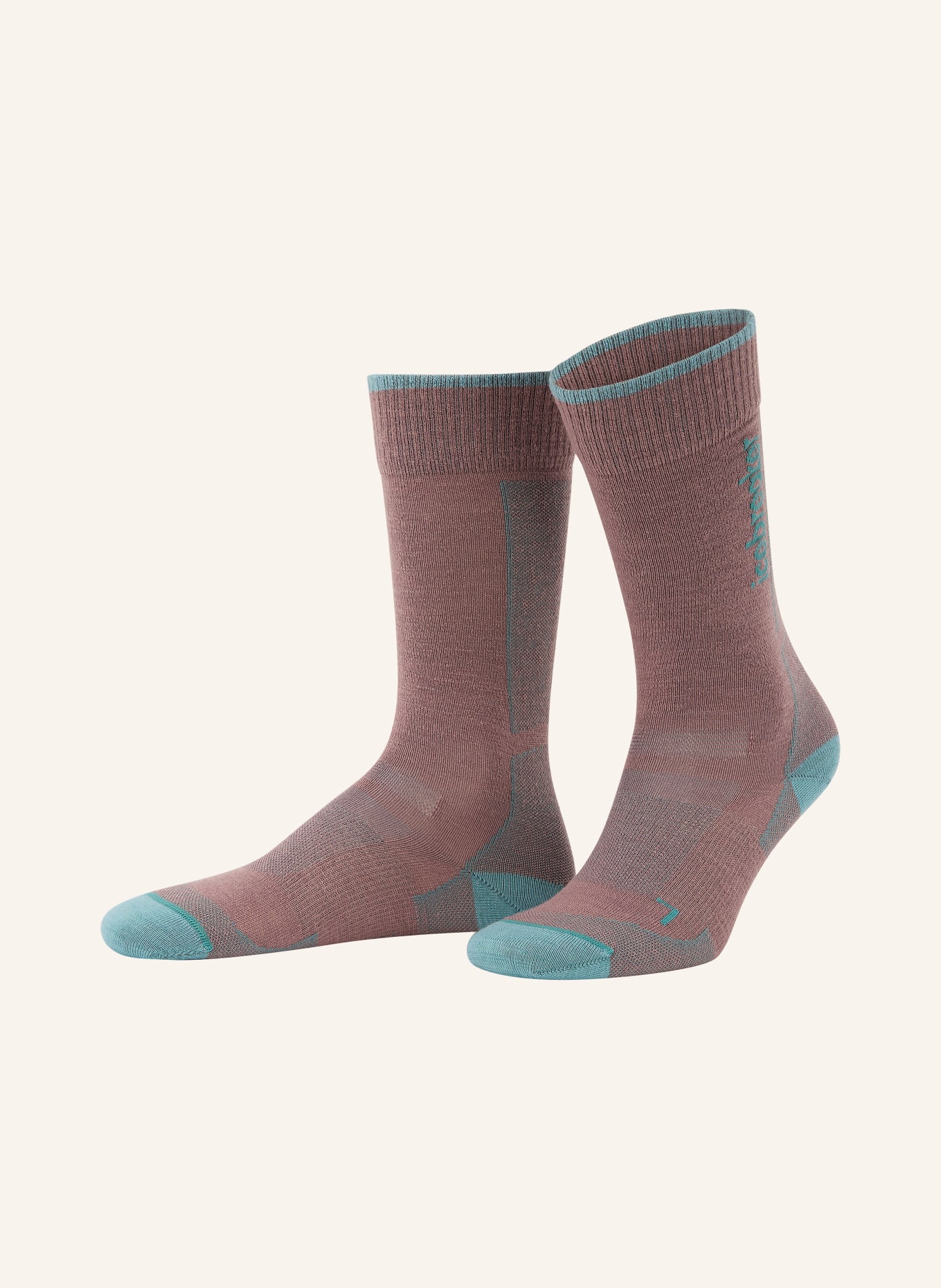 icebreaker Skisocken SKI + ULTRALIGHT OTC mit Merinowolle: ALTROSA / PETROL