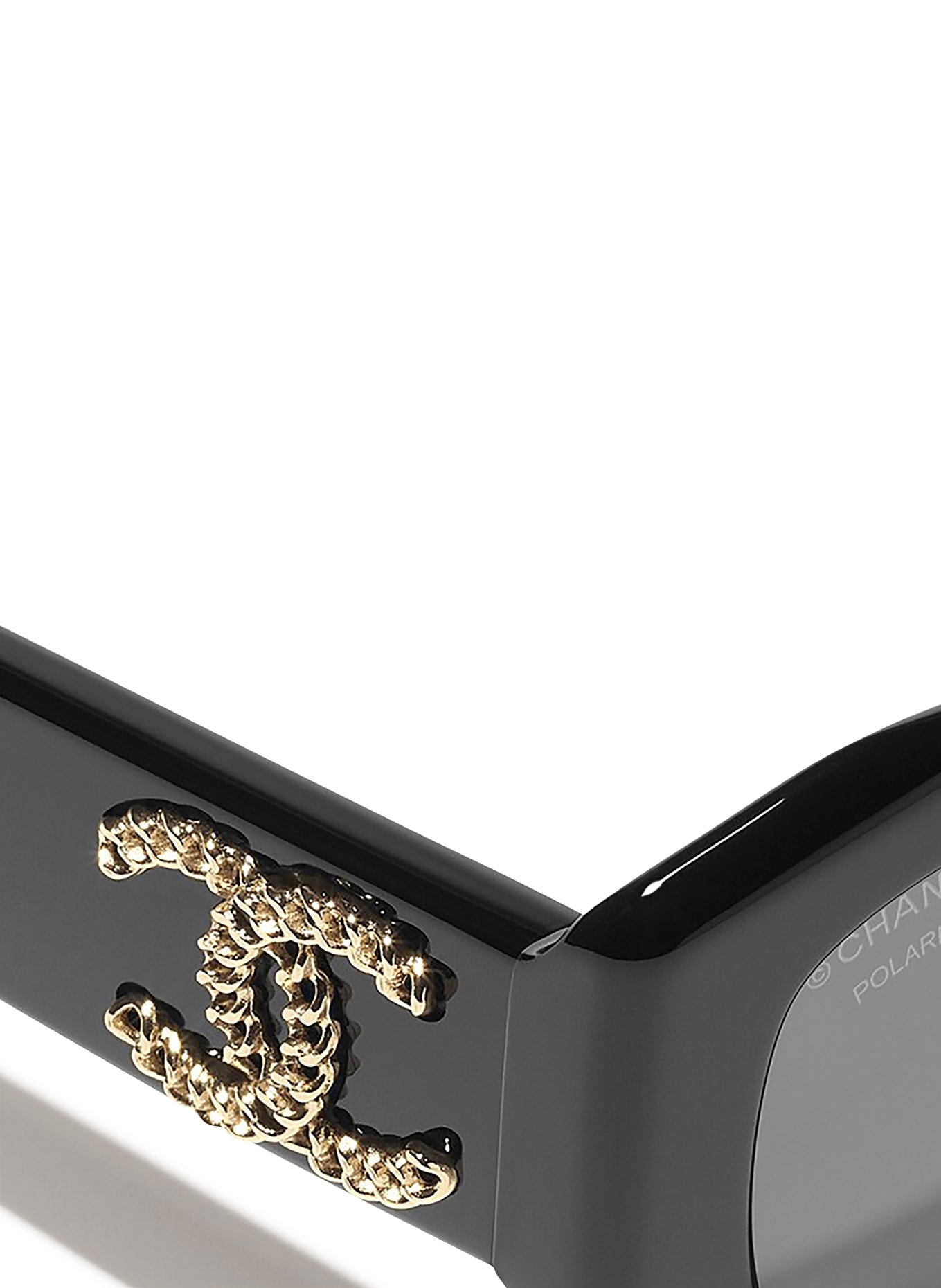 CHANEL Obdélníkové sluneční brýle: ČERNÁ/ ŠEDÁ