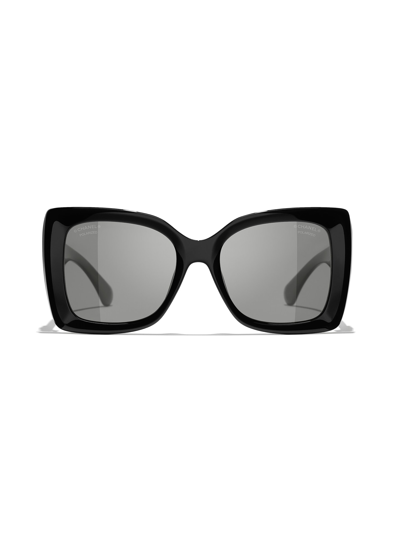 CHANEL Quadratische Sonnenbrille: SCHWARZ/ GRAU