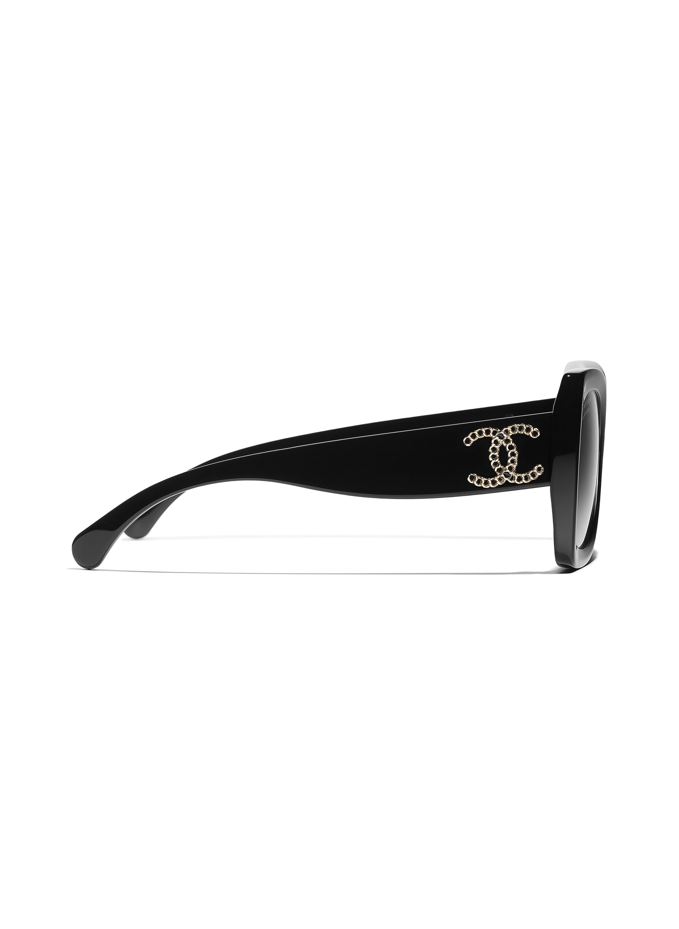 CHANEL Quadratische Sonnenbrille: SCHWARZ/ GRAU