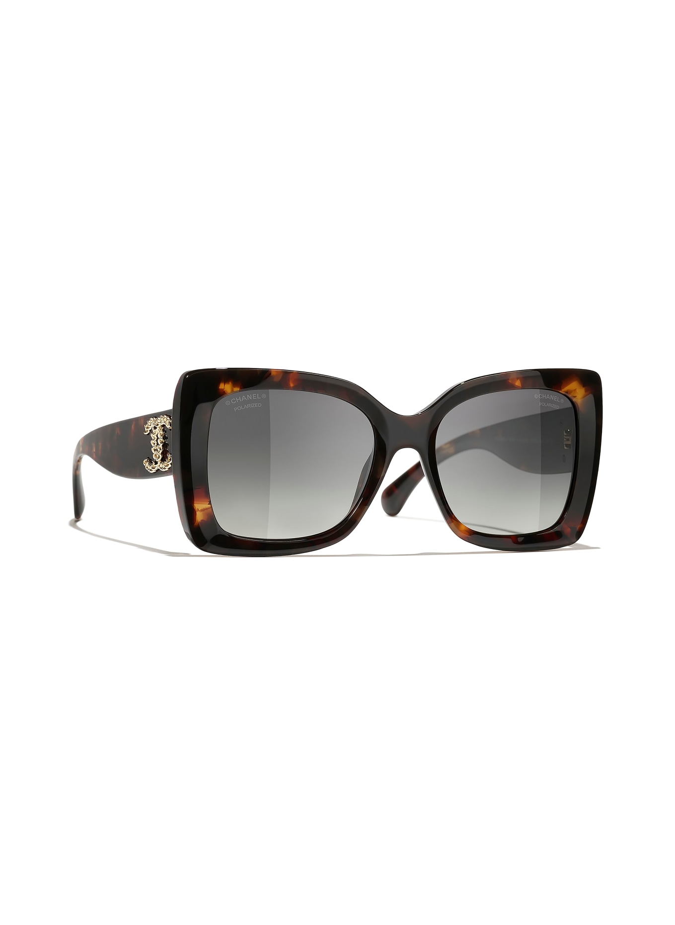 CHANEL Quadratische Sonnenbrille: HAVANA/ GRAU