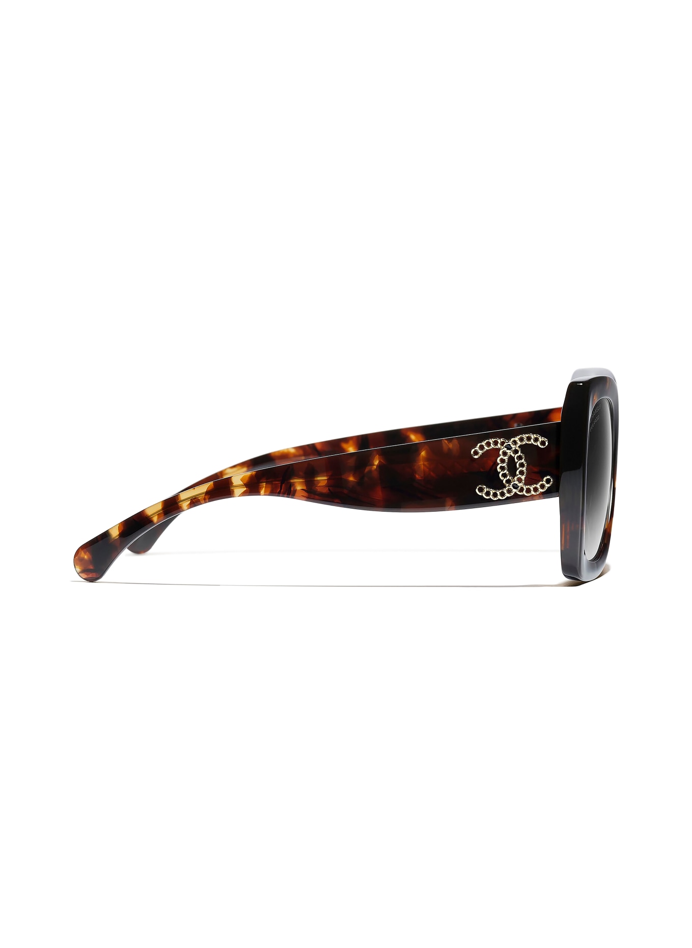 CHANEL Quadratische Sonnenbrille: HAVANA/ GRAU