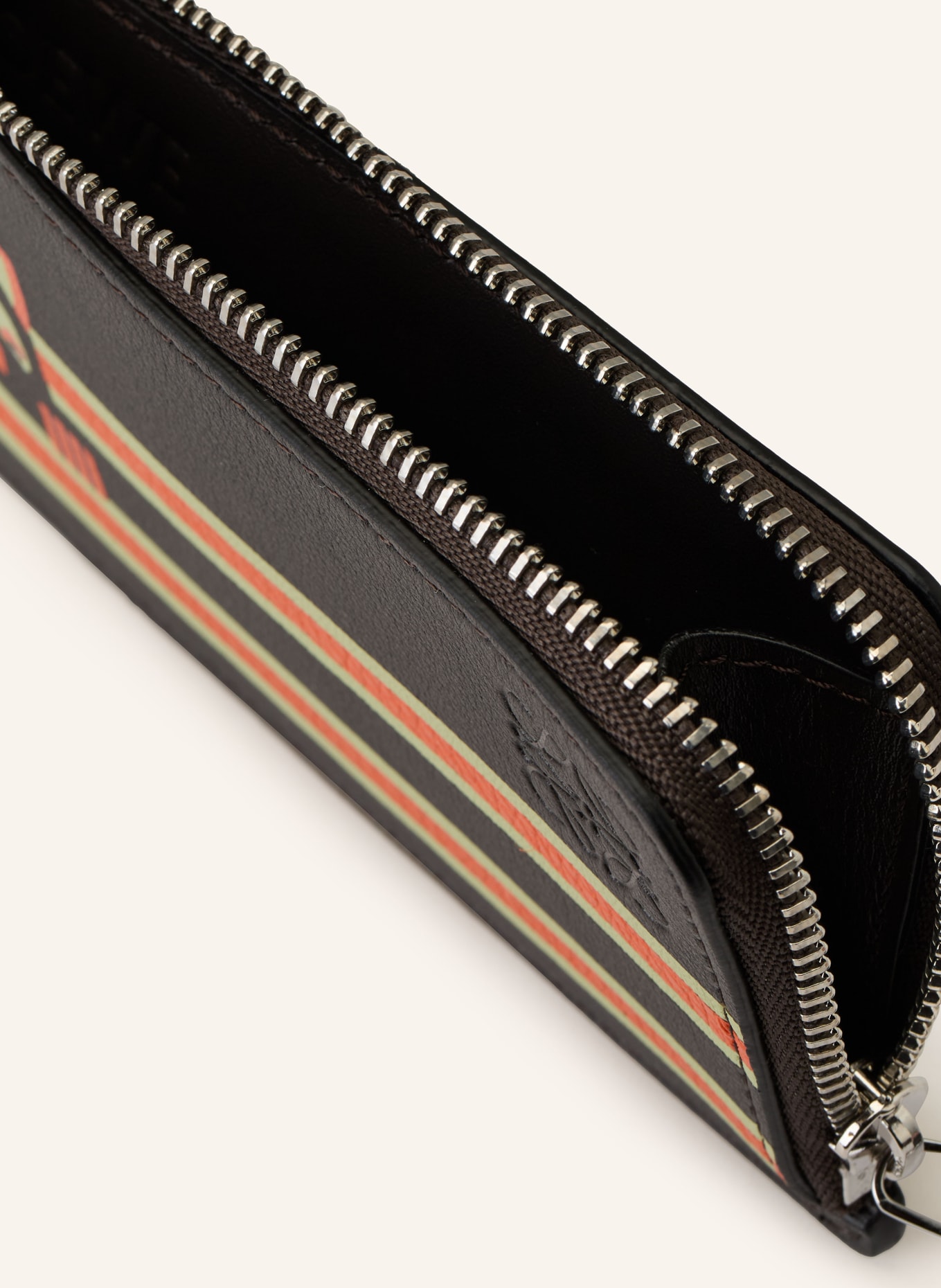 LOEWE Kartenetui FUTURISTIC CAT: DUNKELBRAUN / ORANGE / HELLGRÜN