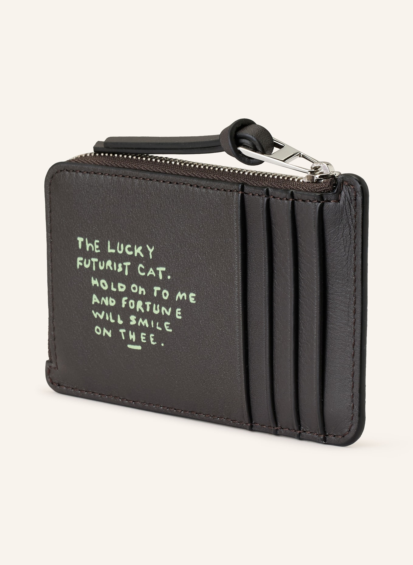 LOEWE Kartenetui FUTURISTIC CAT: DUNKELBRAUN / ORANGE / HELLGRÜN