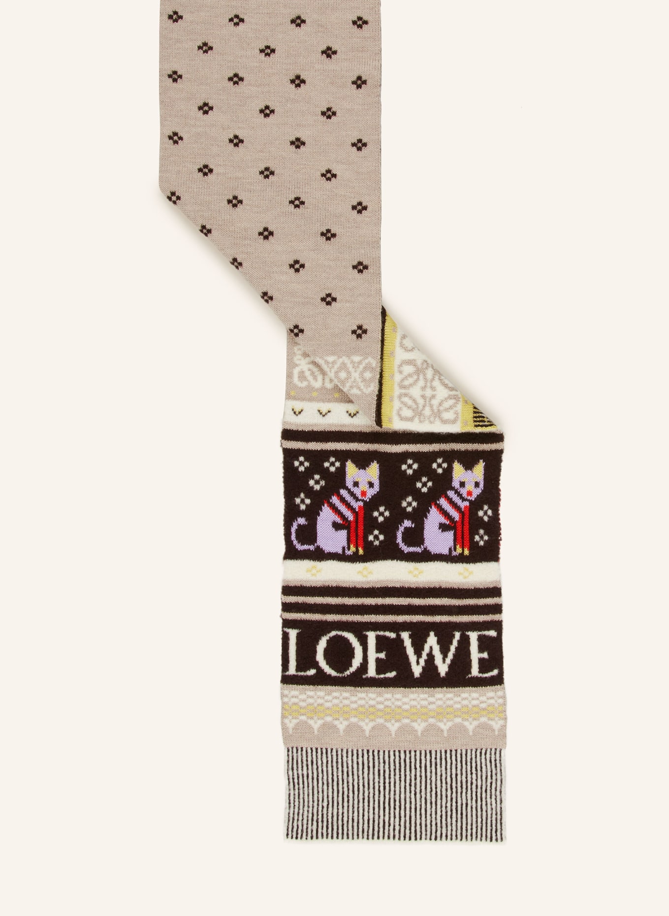 LOEWE Schal: CREME / BRAUN / BEIGE