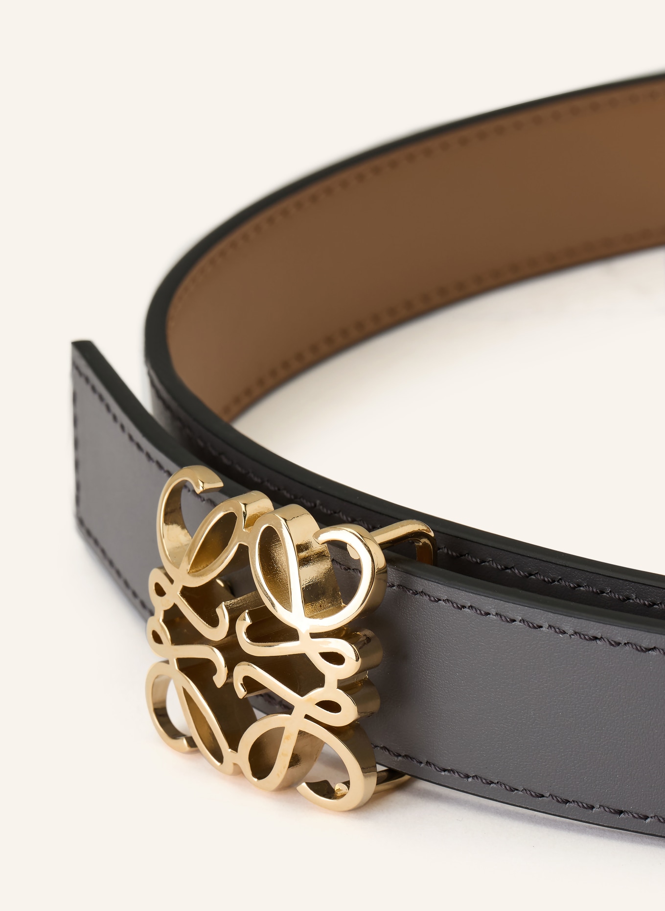 LOEWE Ledergürtel zum Wenden: DUNKELGRAU / COGNAC