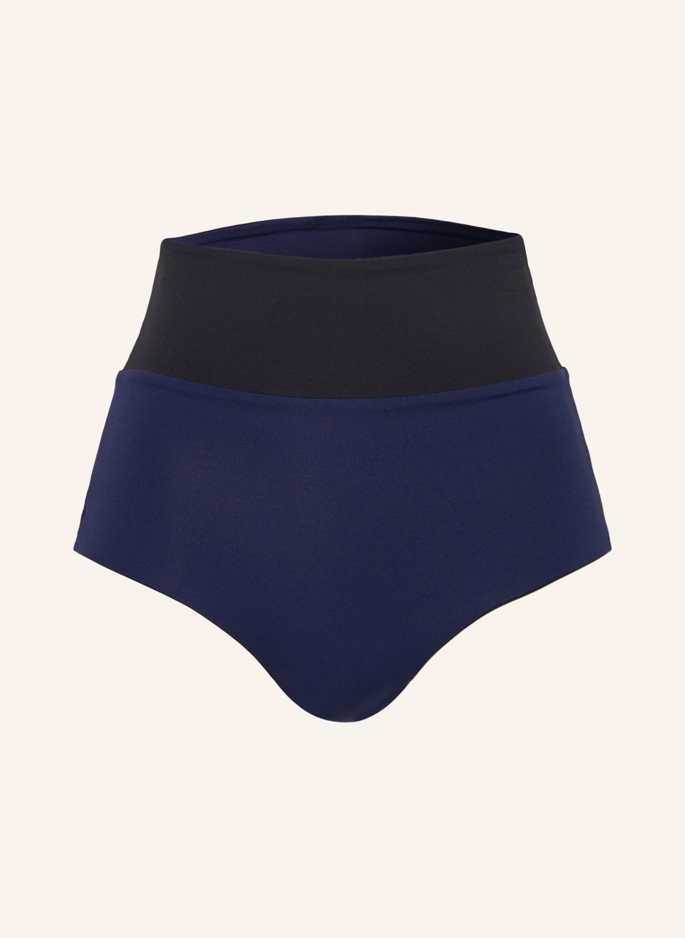 MYMARINI High-Waist-Bikini-Hose SURFSHORTS zum Wenden mit UV-Schutz 50+: DUNKELBLAU / SCHWARZ