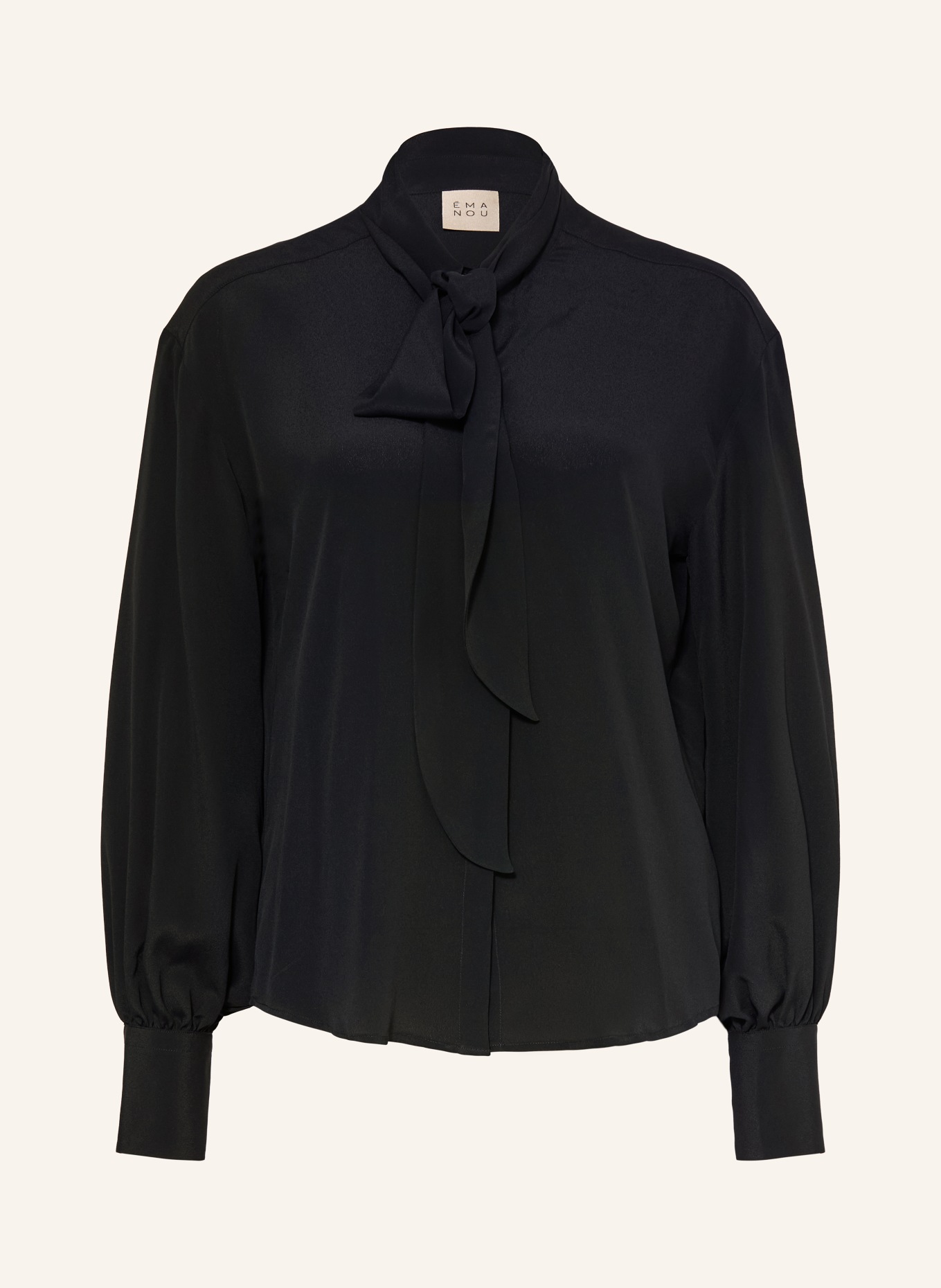 ÉMANOU Schluppenbluse mit Seide: SCHWARZ