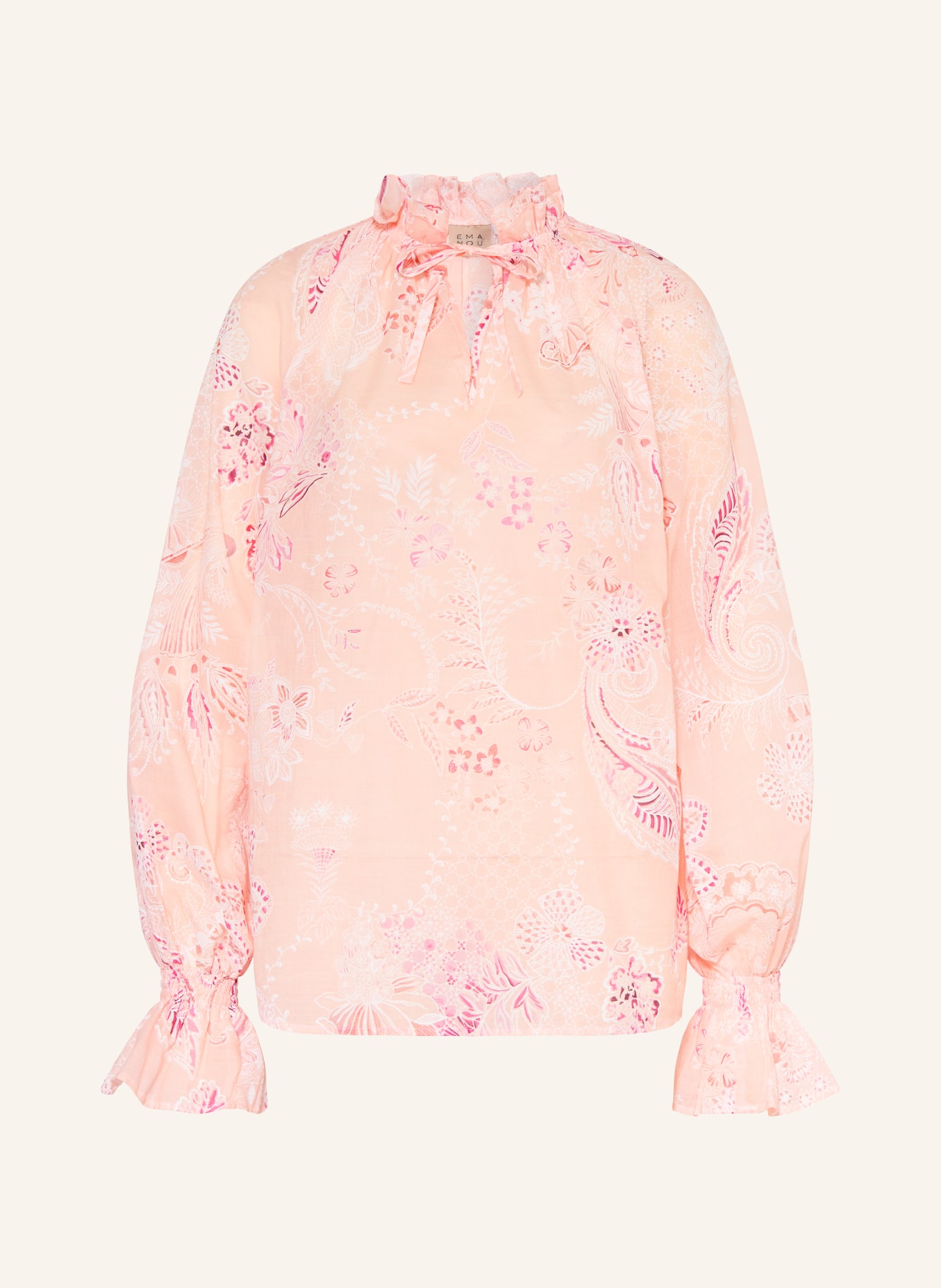 ÉMANOU Blůza AMELIE s volány: RŮŽOVÁ / RŮŽOVÁ / BÍLÁ