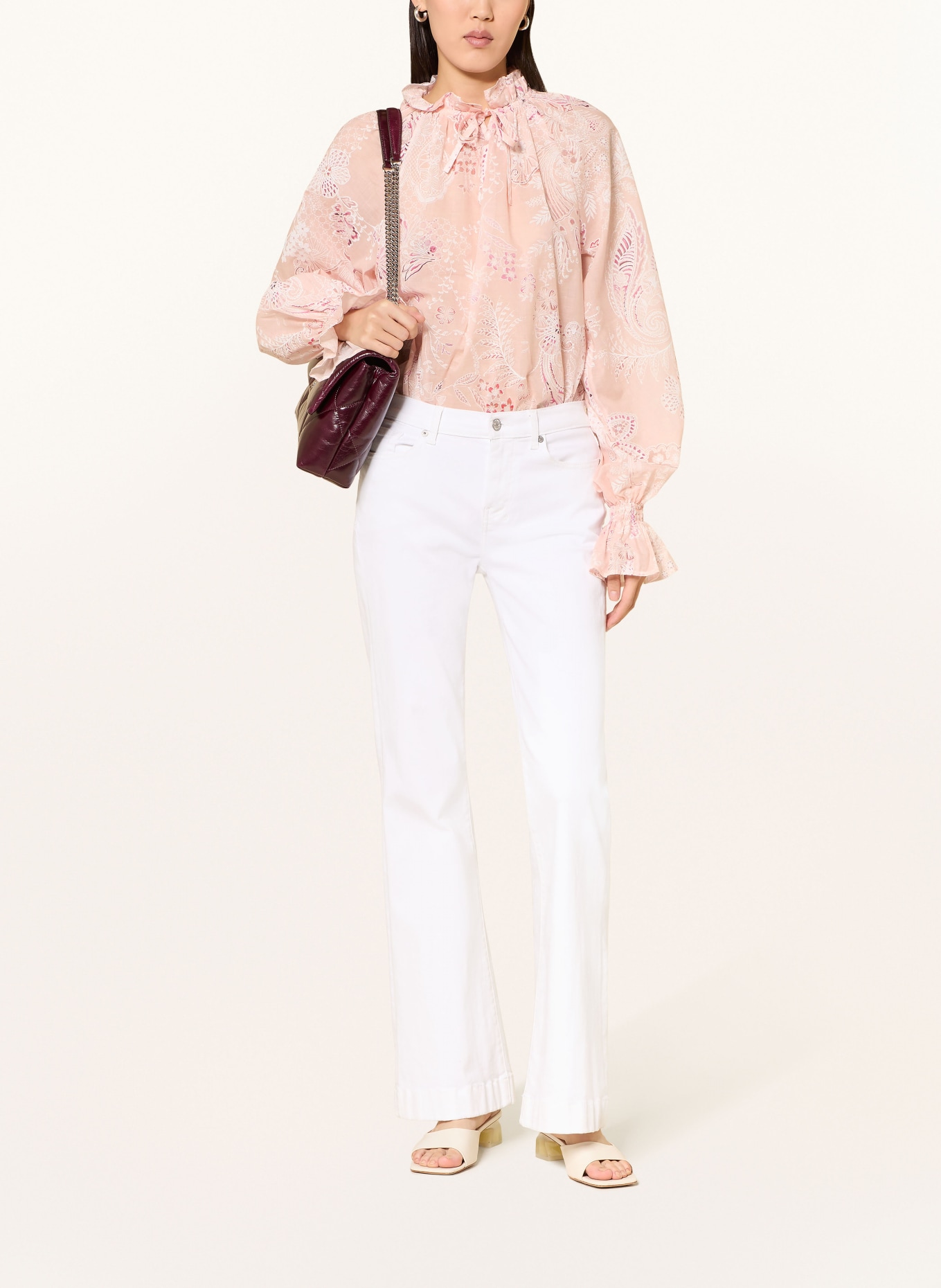 ÉMANOU Blůza AMELIE s volány: RŮŽOVÁ / RŮŽOVÁ / BÍLÁ