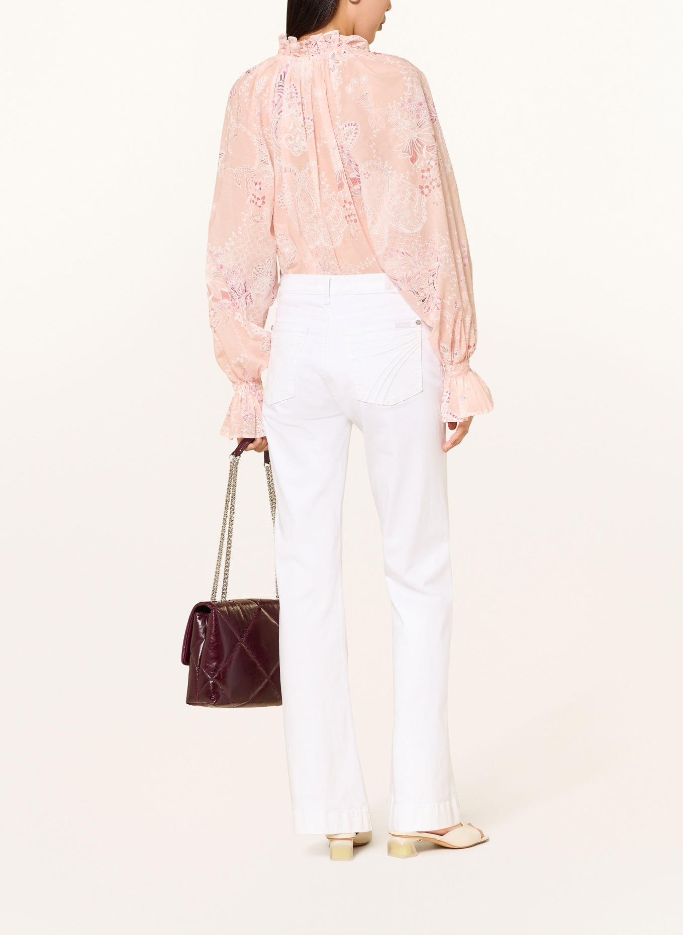 ÉMANOU Blůza AMELIE s volány: RŮŽOVÁ / RŮŽOVÁ / BÍLÁ