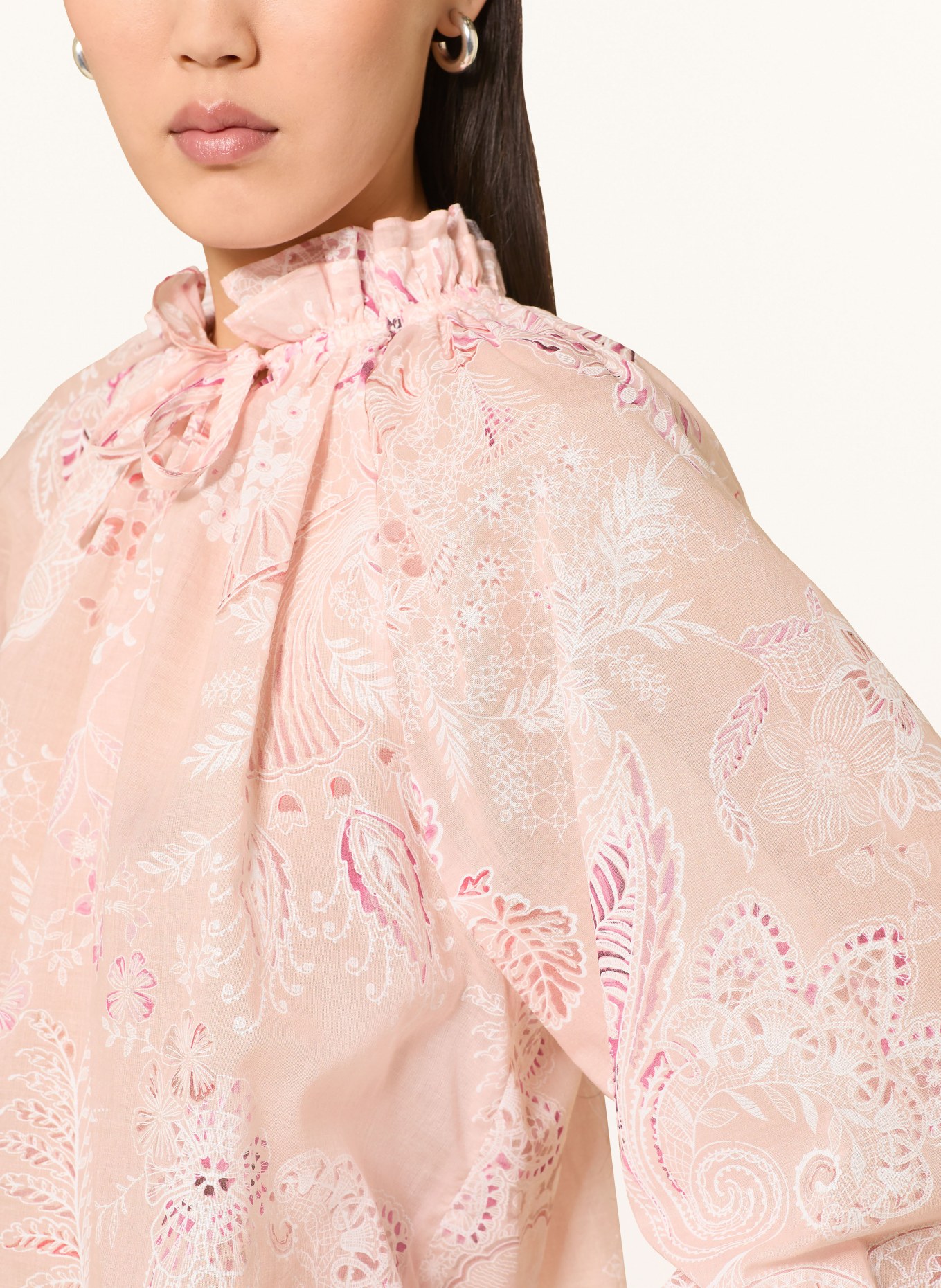 ÉMANOU Blůza AMELIE s volány: RŮŽOVÁ / RŮŽOVÁ / BÍLÁ