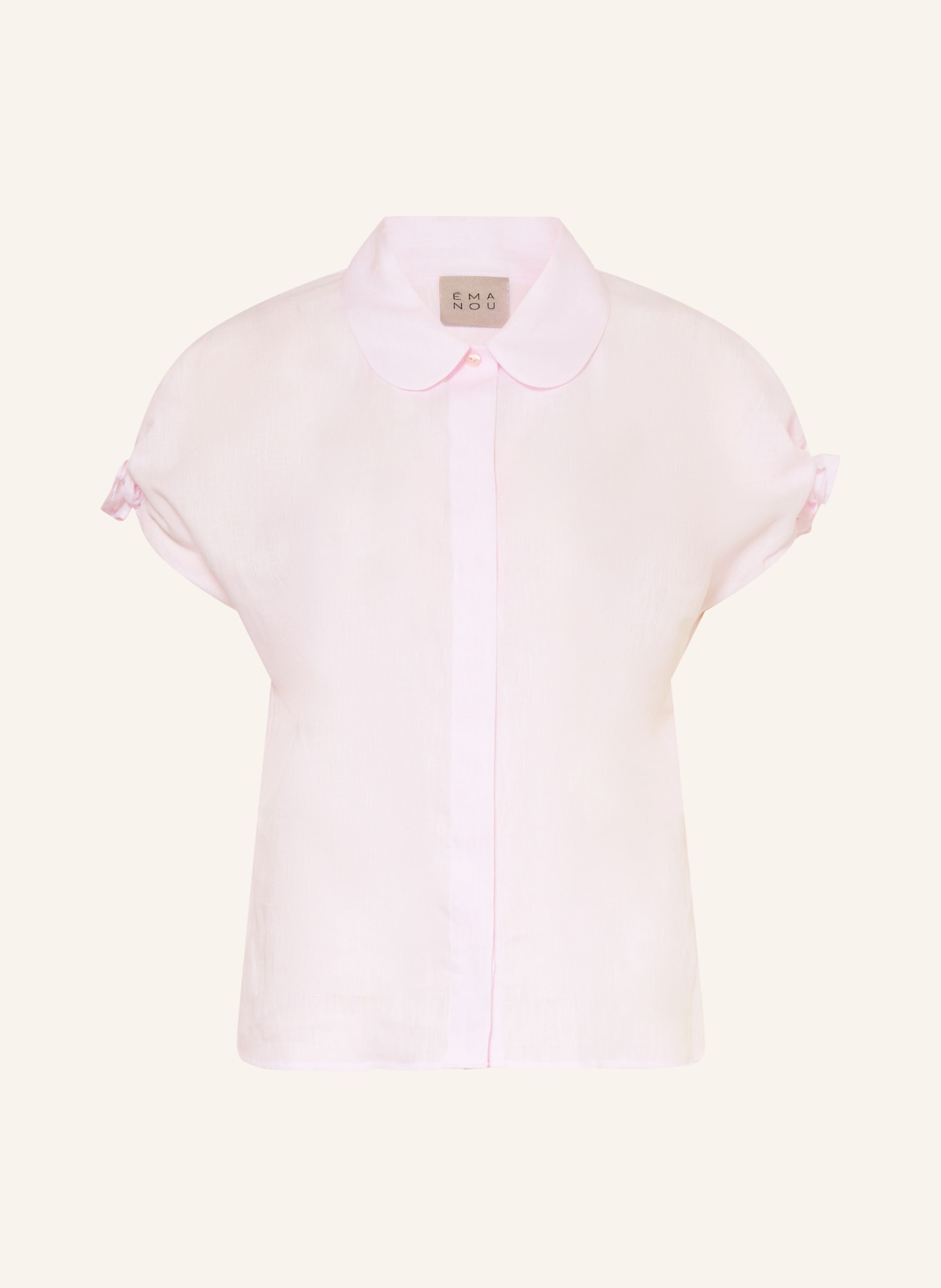 ÉMANOU Lněná halenka DARIA s volánky: SVĚTLE RŮŽOVÁ