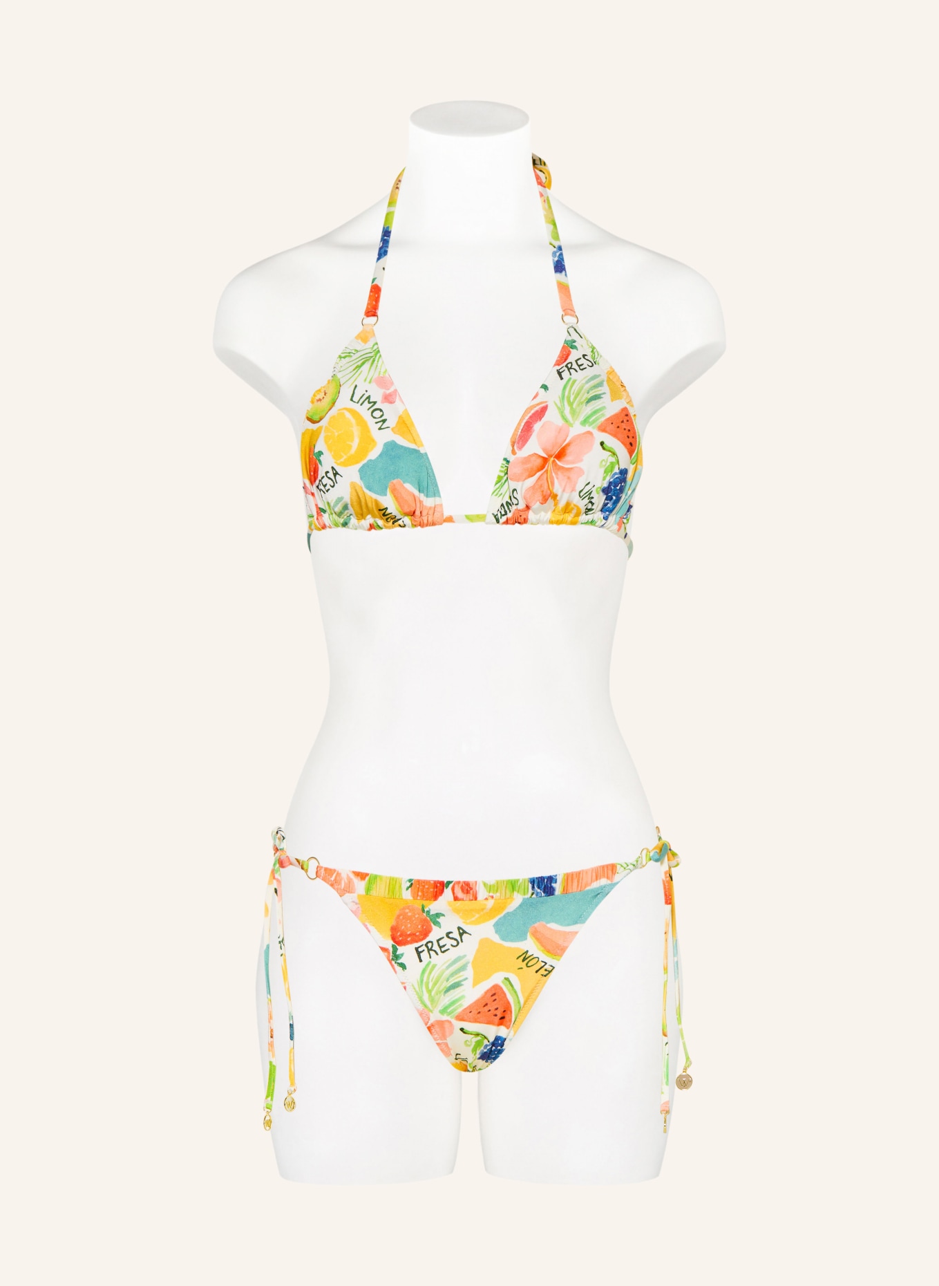 watercult Triangel-Bikini-Hose FRUITBOWL: GELB / GRÜN / WEISS