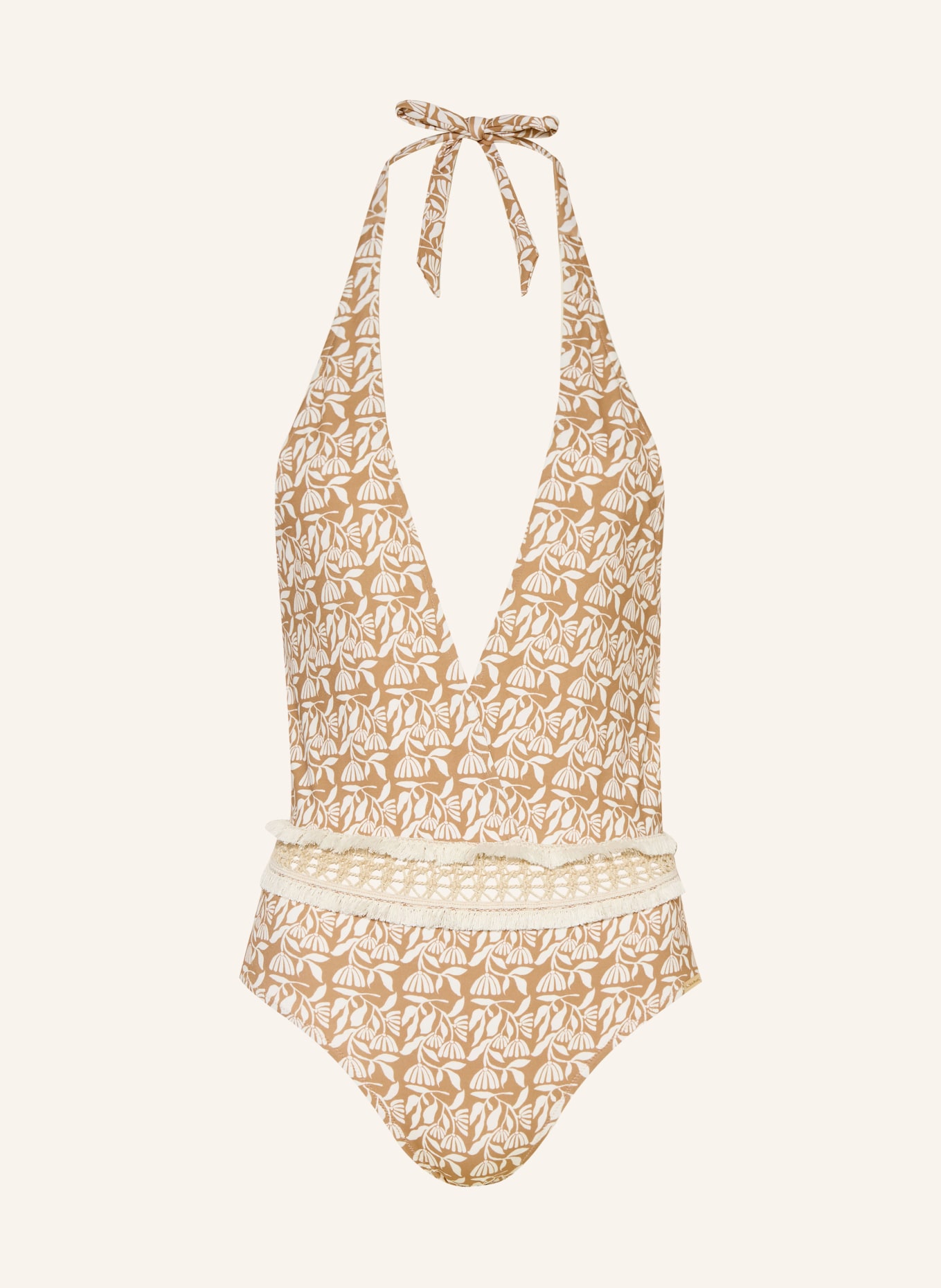 watercult Plavky s vázáním za krkem COASTAL BOHEMIA: BÉŽOVÁ / KRÉMOVÁ