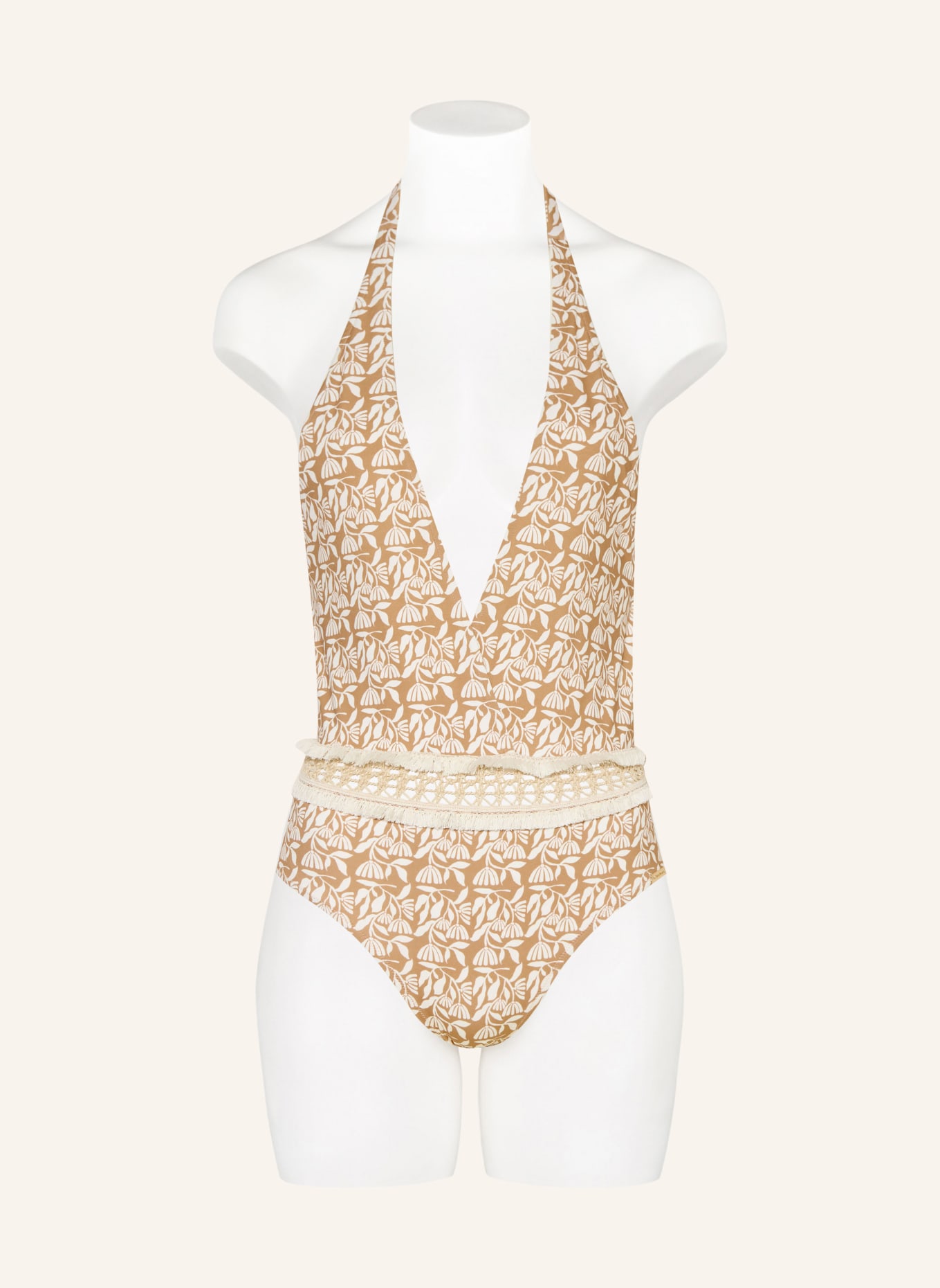 watercult Plavky s vázáním za krkem COASTAL BOHEMIA: BÉŽOVÁ / KRÉMOVÁ