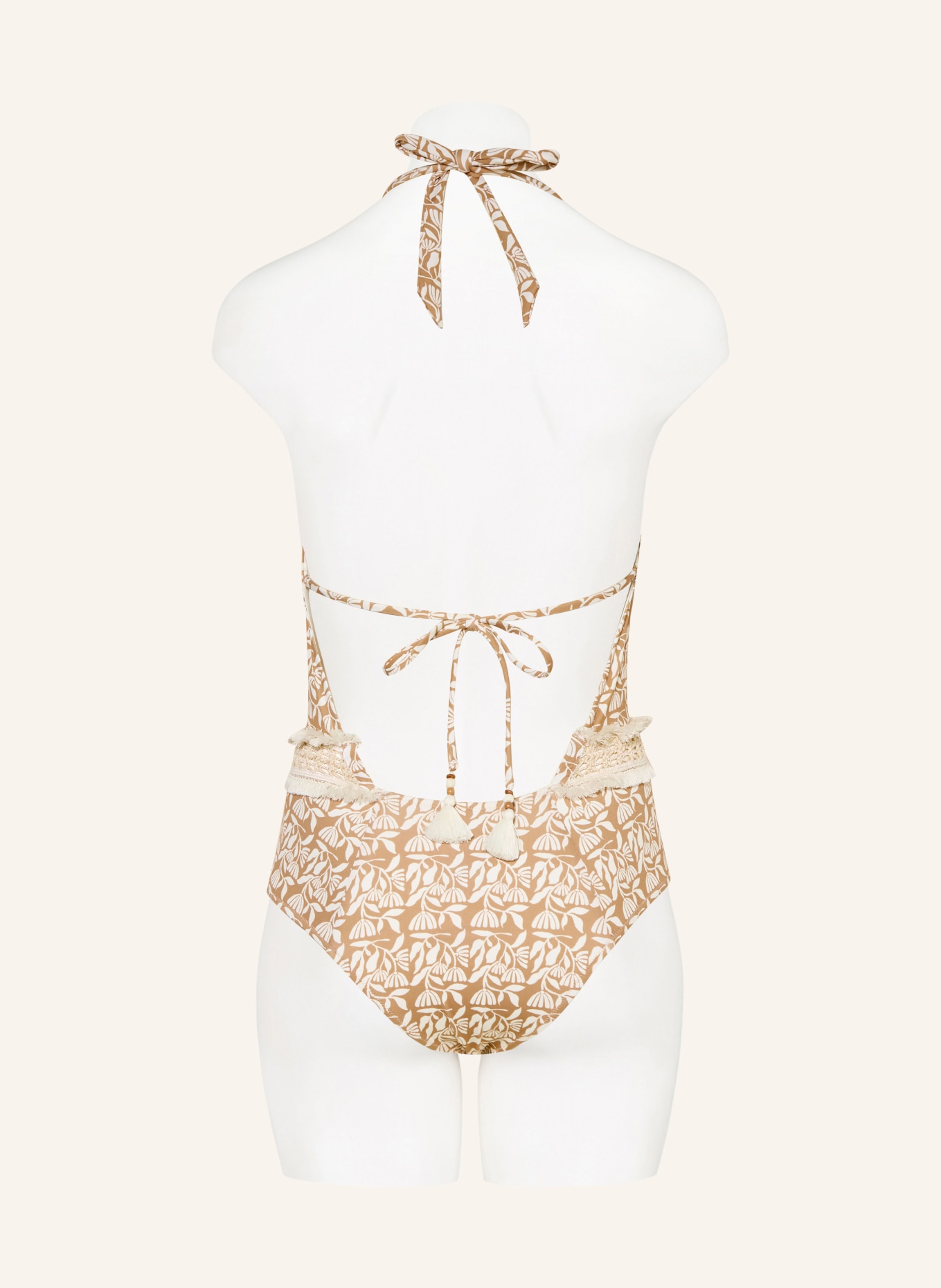 watercult Plavky s vázáním za krkem COASTAL BOHEMIA: BÉŽOVÁ / KRÉMOVÁ