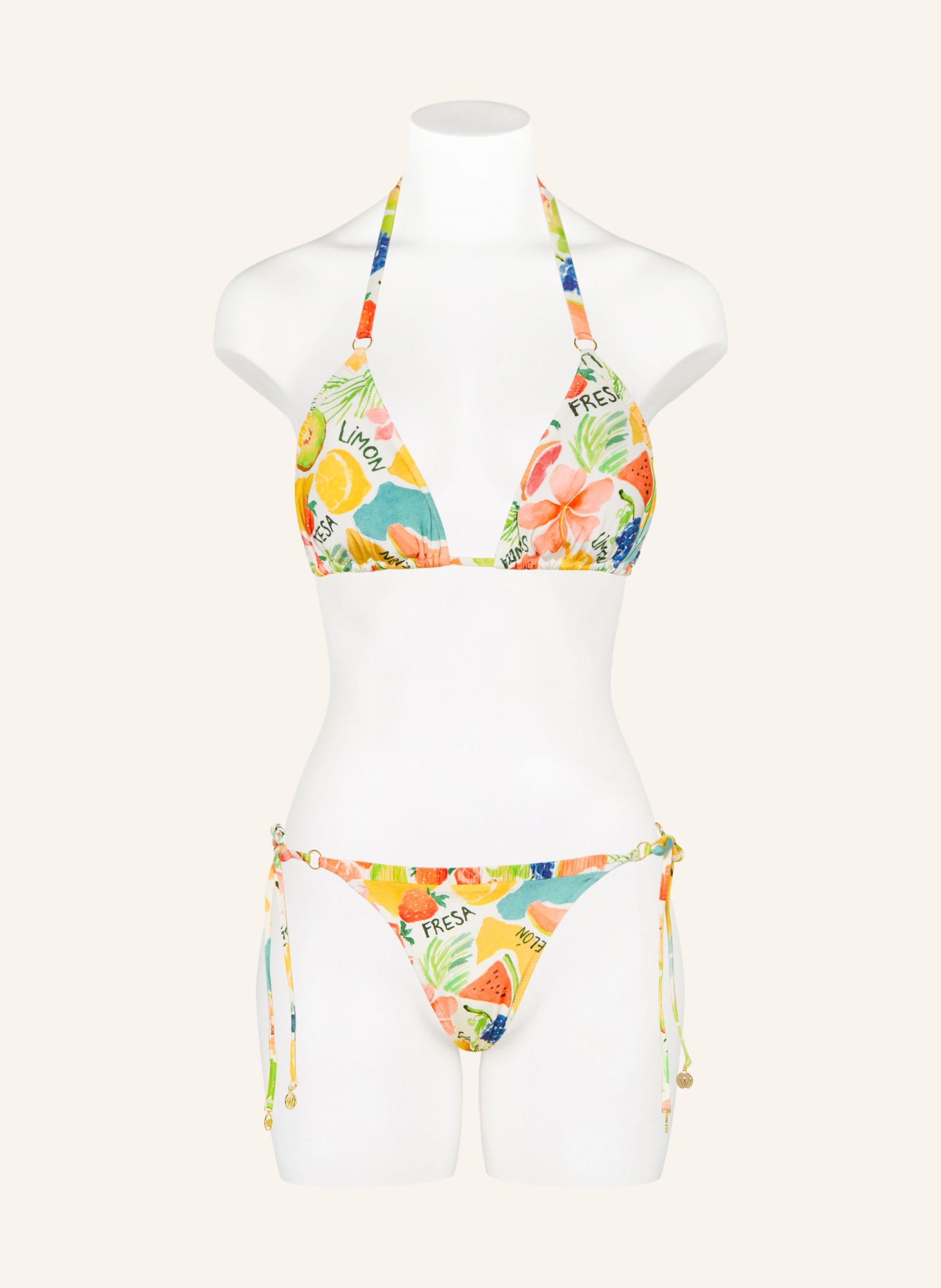 watercult Triangel-Bikini-Top FRUITBOWL: GELB / TÜRKIS / WEISS