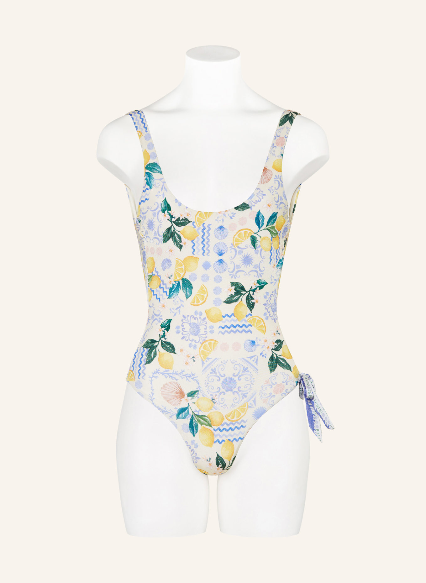 watercult DOLCE LEMON swimsuit with cutout: CREAM / YELLOW / BLUE