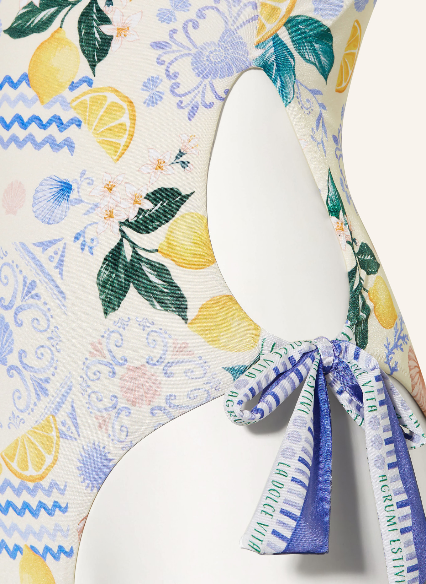 watercult DOLCE LEMON swimsuit with cutout: CREAM / YELLOW / BLUE
