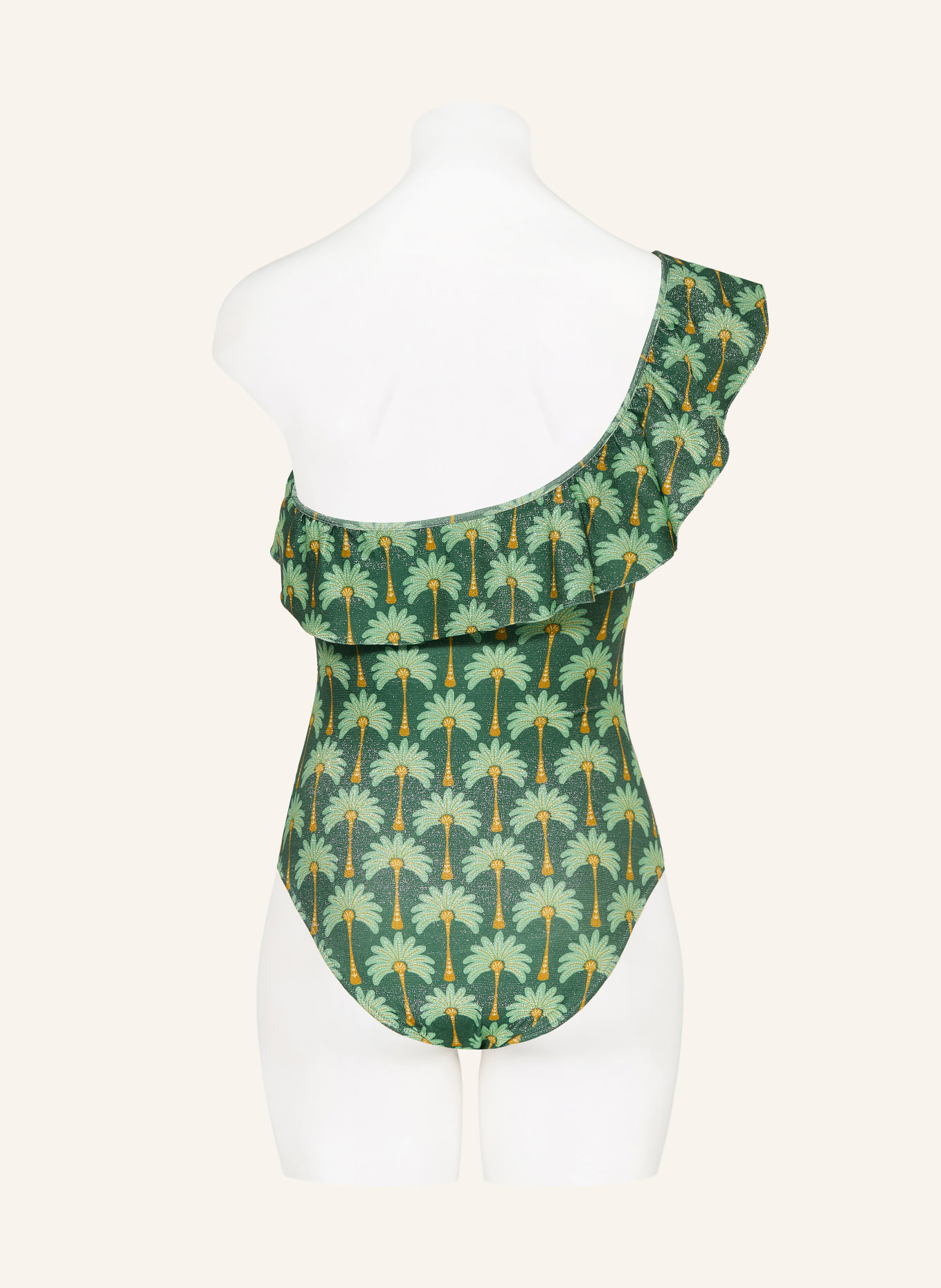 watercult One-Shoulder-Badeanzug TROPICAL MUSE mit Volant: GRÜN / DUNKELGELB / MINT