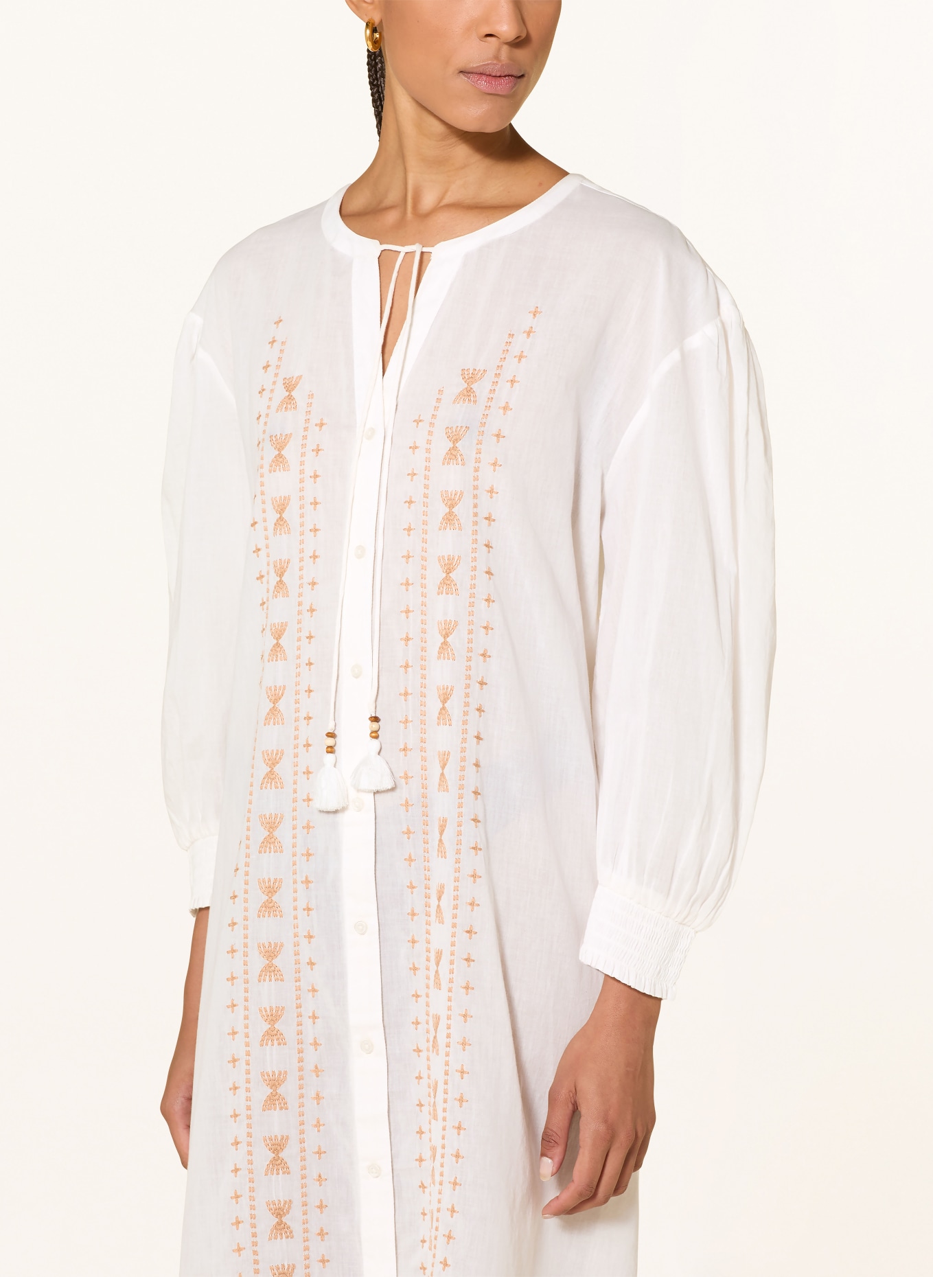 watercult Sukienka plażowa COASTAL BOHEMIA z haftami: ECRU / JASNOBRĄZOWY